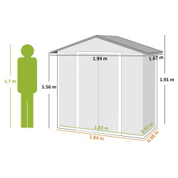 Сарай-хозблок Outsunny 845-425V01CG 194x107x191 (Grey) Thumb