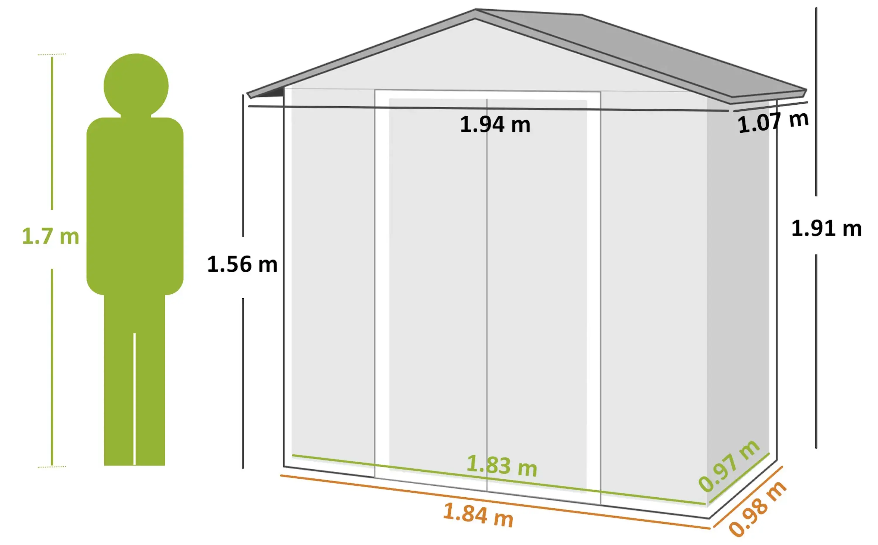 Сарай-хозблок Outsunny 845-425V01CG 194x107x191 (Grey) - 5