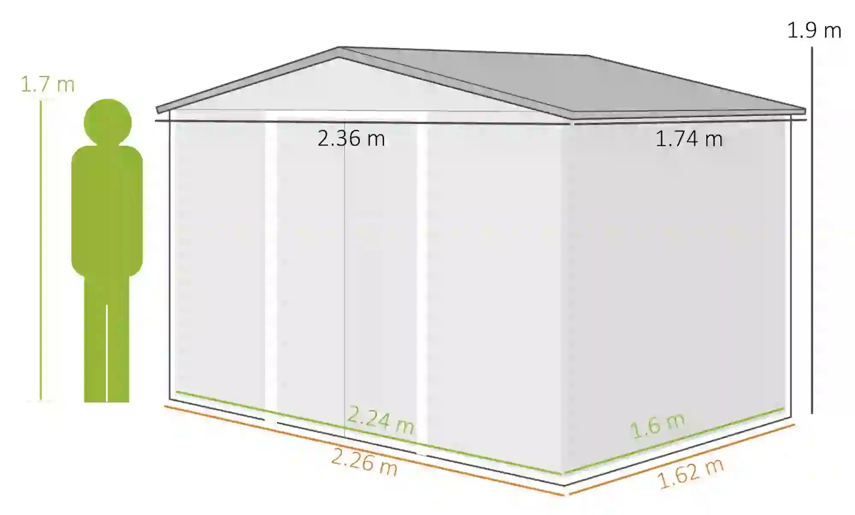 Casuta gradina Outsunny 845-429GN 236x174x190 (Green) - 6