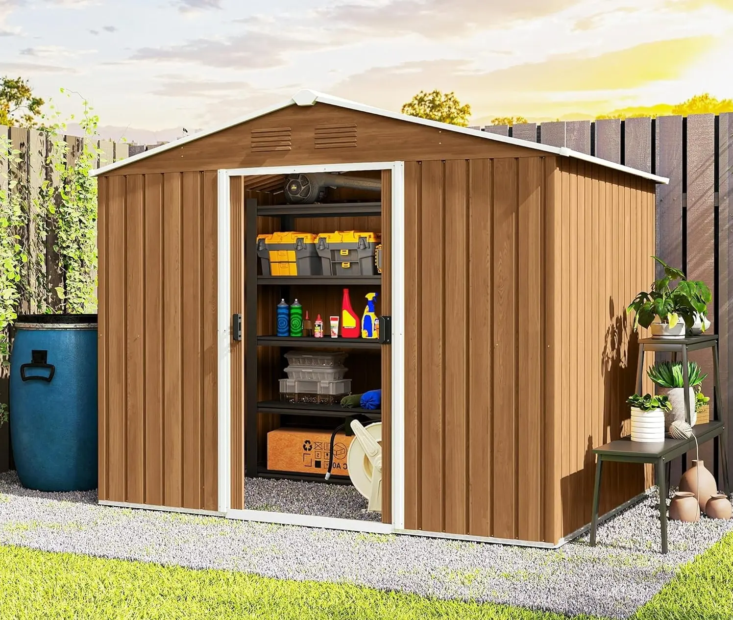 Сарай-хозблок Outsunny 845-429V00DR 236x174x190 (Dark Brown) - 3