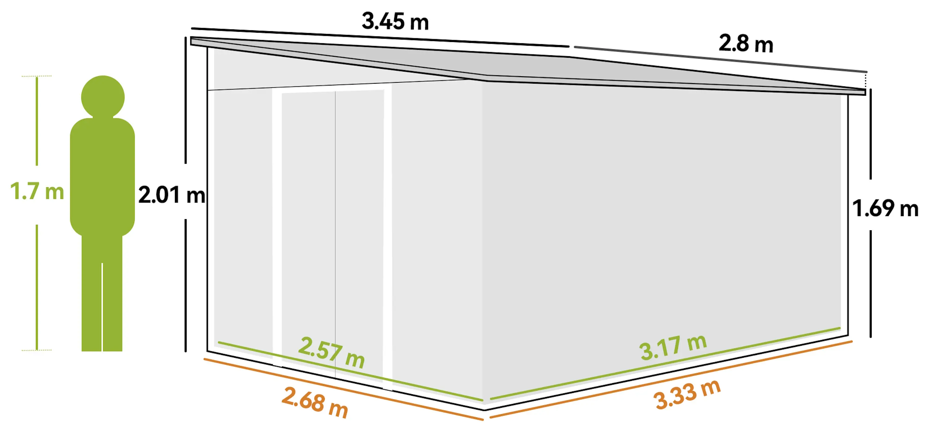 Casuta de gradina Outsunny 845-529V00GN 345x280.5x169-201 (Green) - 4