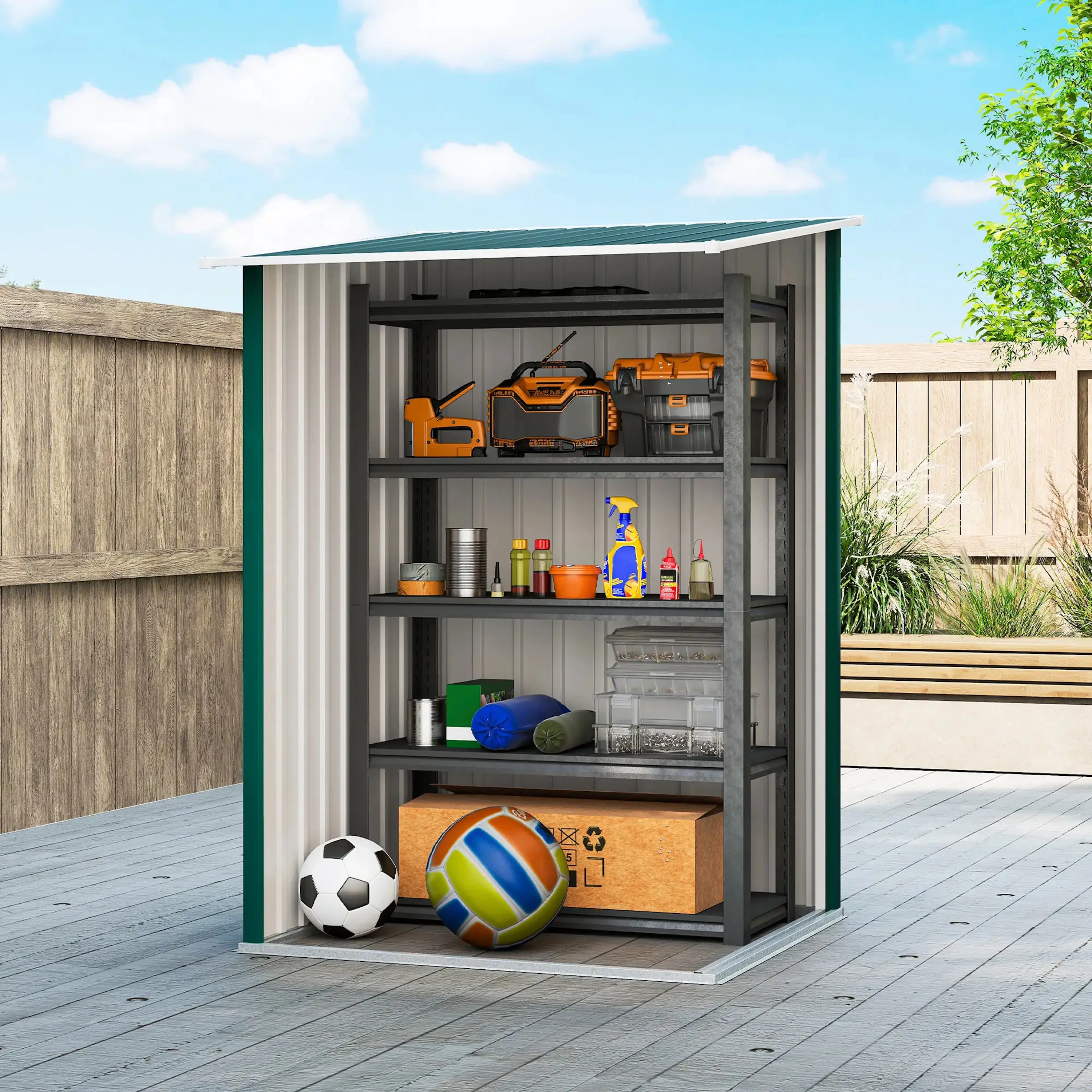 Сарай-хозблок Outsunny 845-530V02GN 100x104x160 (Green) - 3