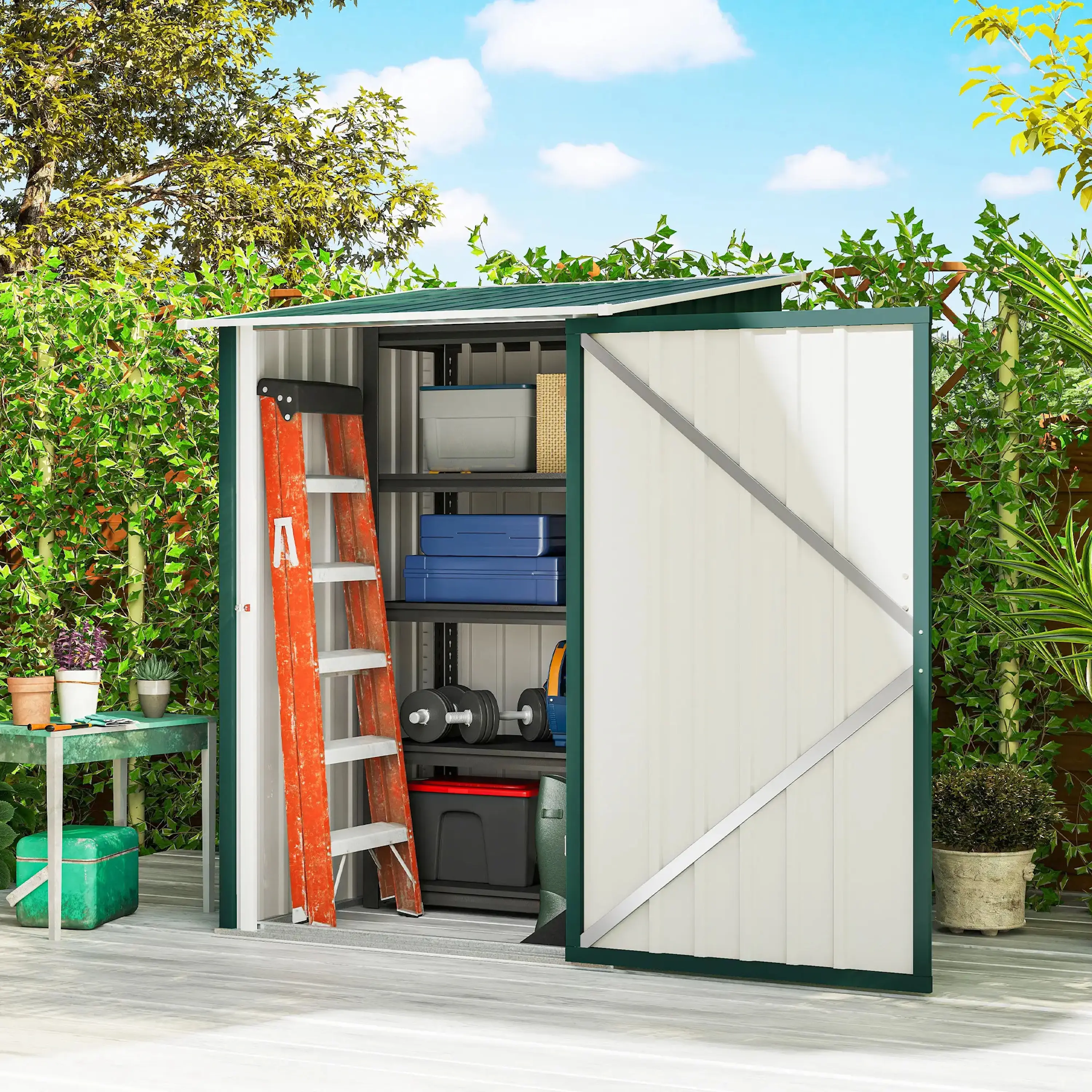 Сарай-хозблок Outsunny 845-530V02GN 100x104x160 (Green) - 5