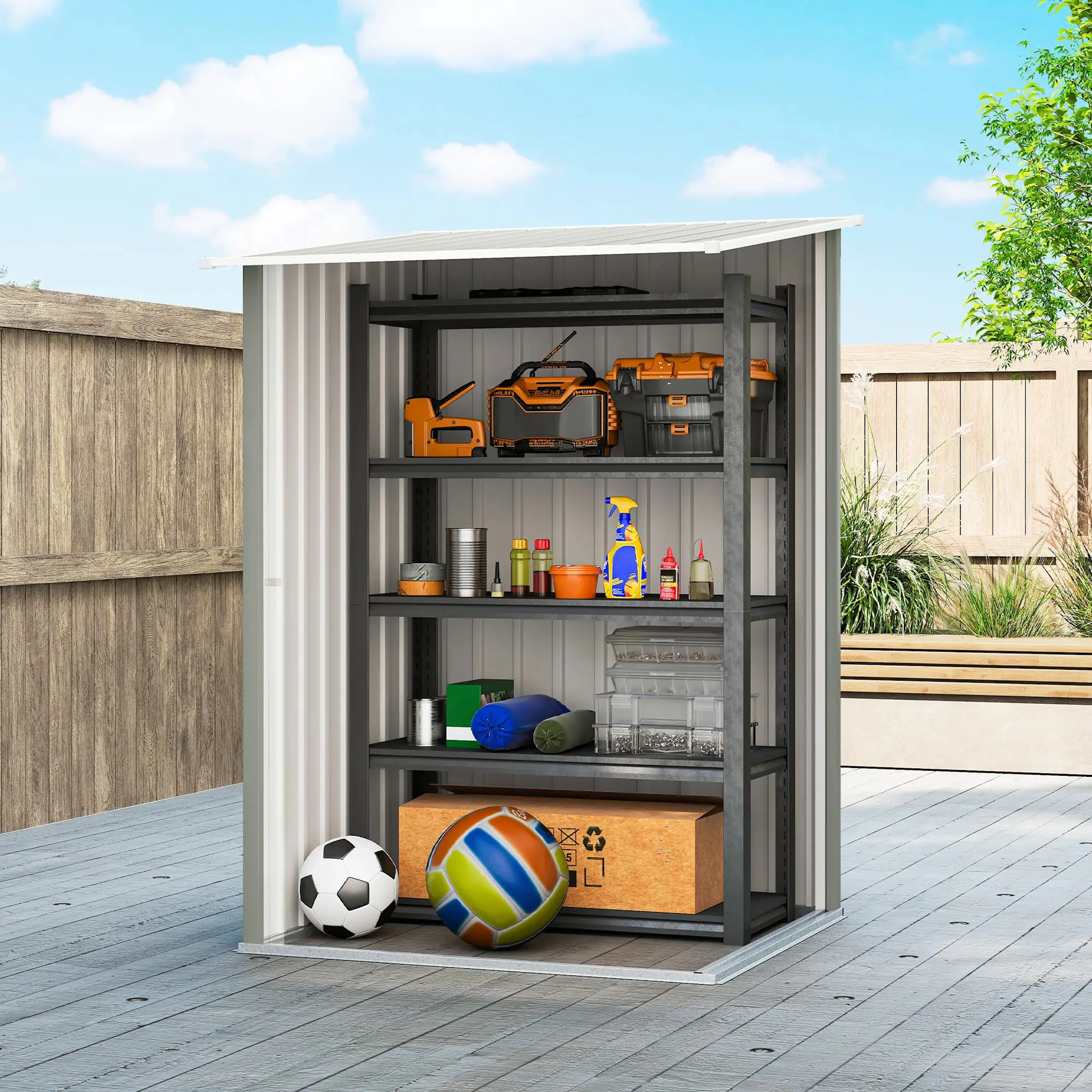 Casuta de gradina Outsunny 845-530V02GY 100x104x160 (Light Grey) - 4