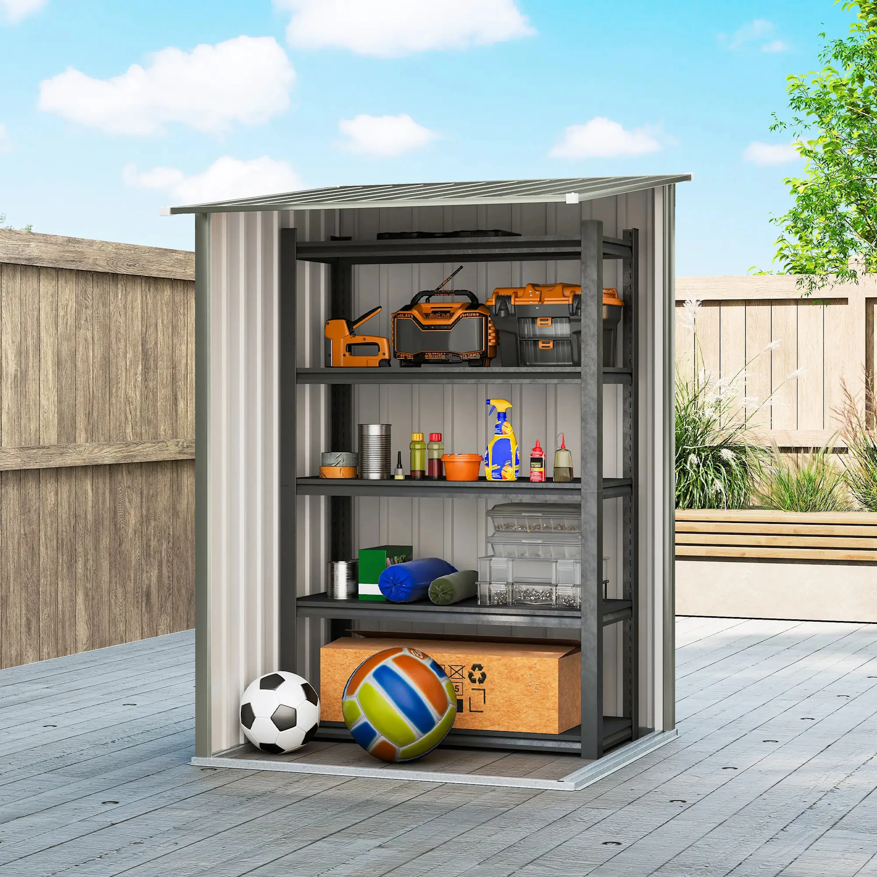 Сарай-хозблок Outsunny 845-530V02SR 100x104x160 (Silver) - 3