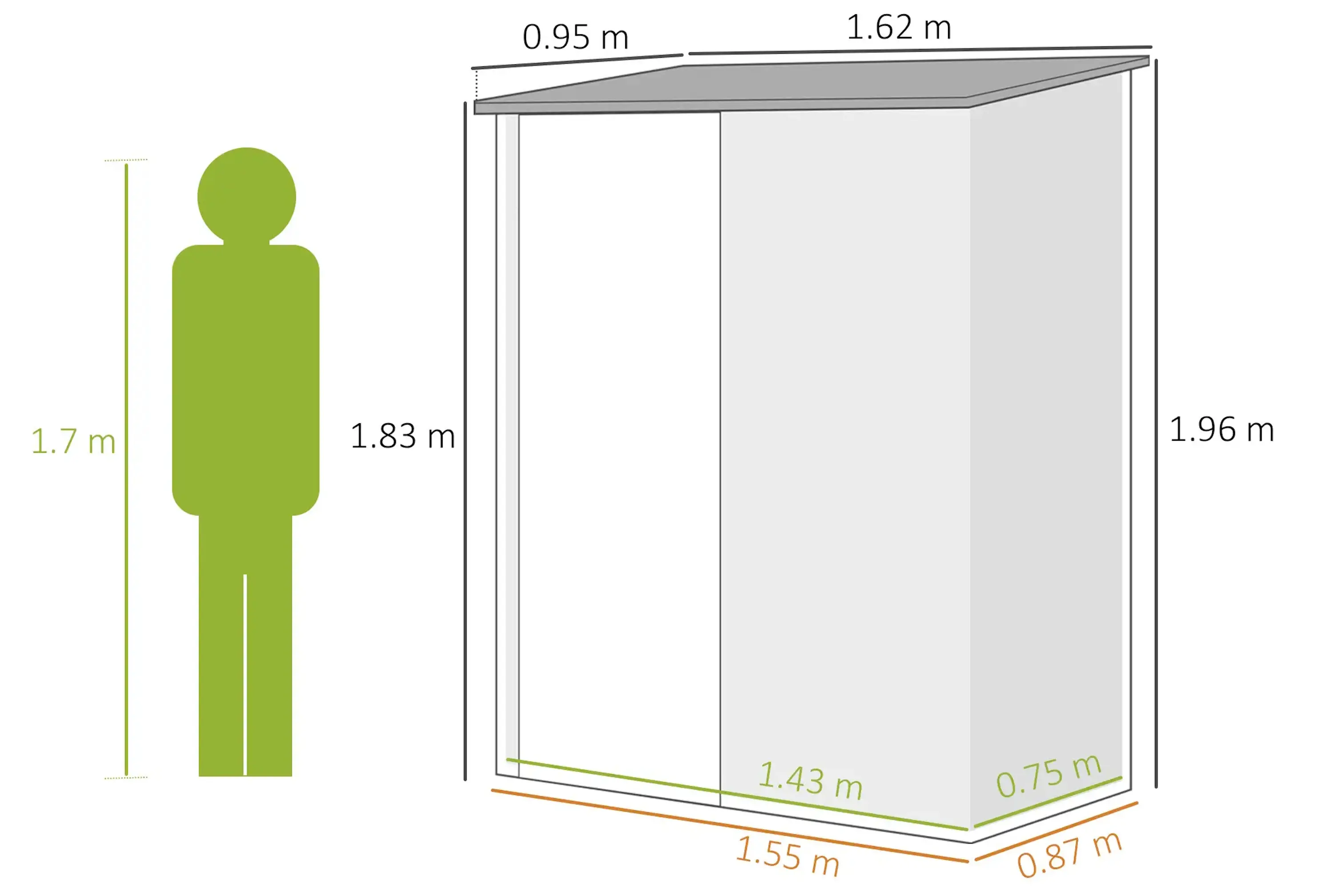 Сарай-хозблок Outsunny 845-532V00GN 161.5x94.5x196 (Green) - 6