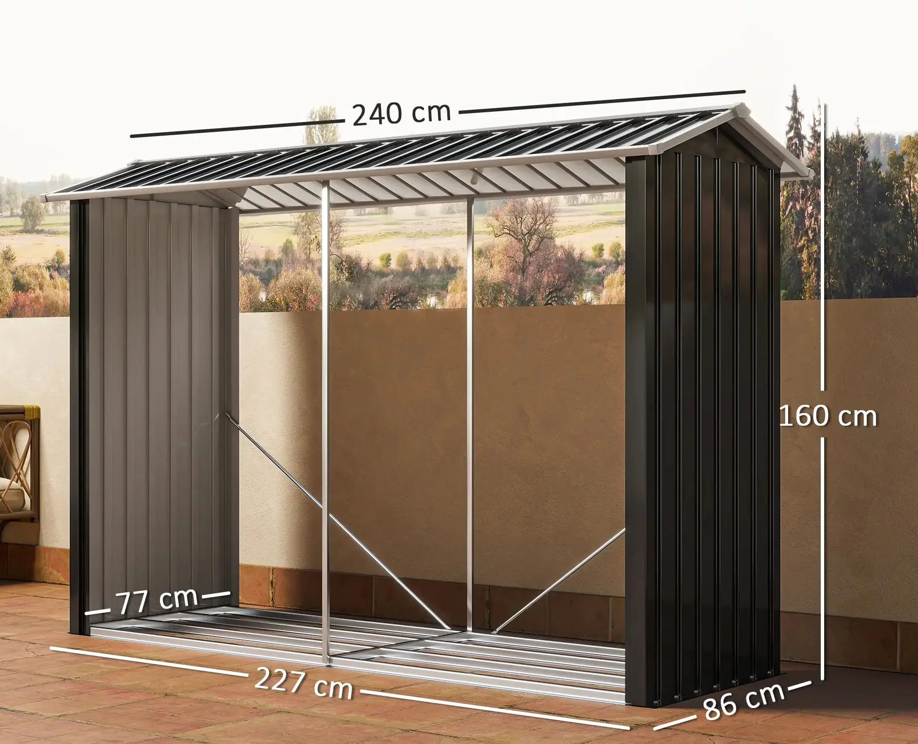 Сарай-хозблок Outsunny 845-835V00BK 240x 86x160cm (Black) - 4
