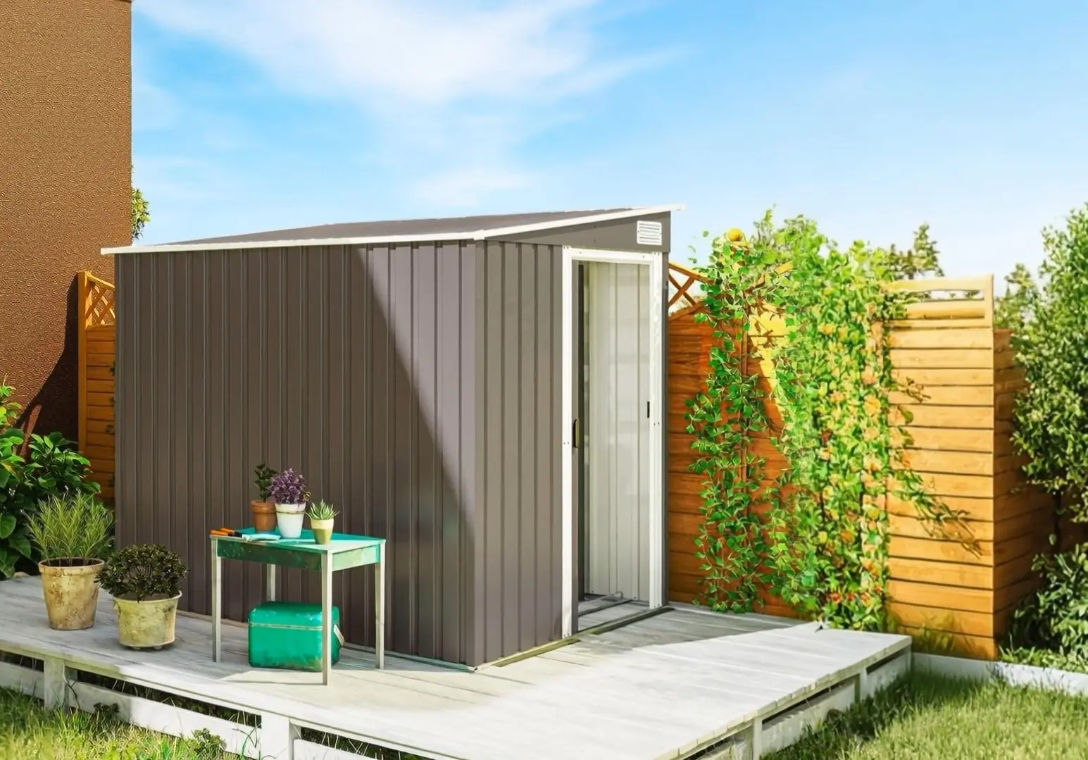 Сарай-хозблок Outsunny 845-983V00LG 154x206.5x181 (Light Grey) - 3