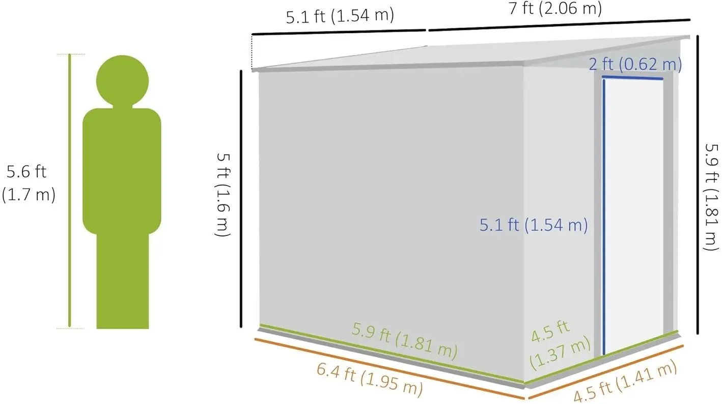 Сарай-хозблок Outsunny 845-983V00LG 154x206.5x181 (Light Grey) - 6