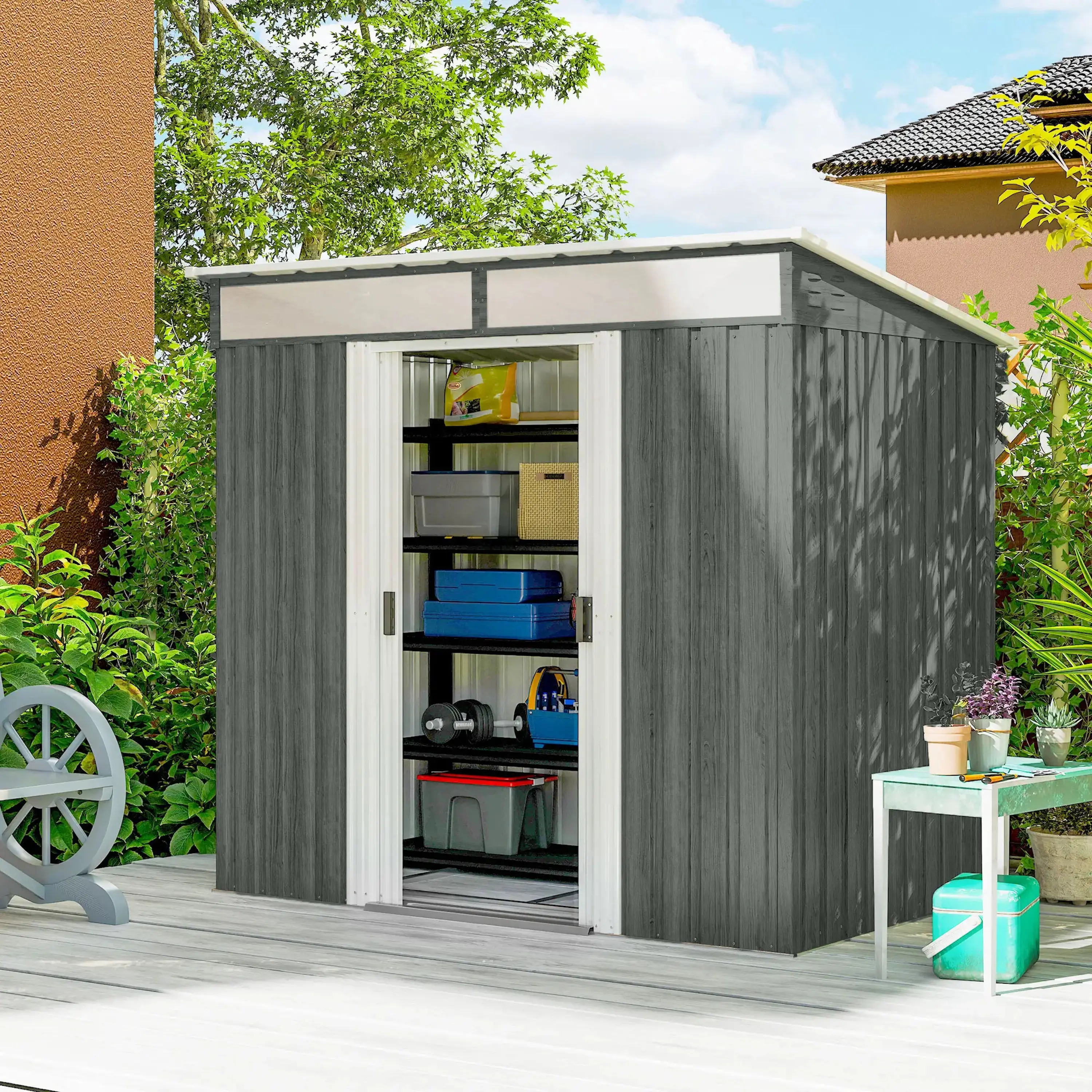 Сарай-хозблок Outsunny 84H-006V00LG 195x122x181.5 (Light Grey) - 3