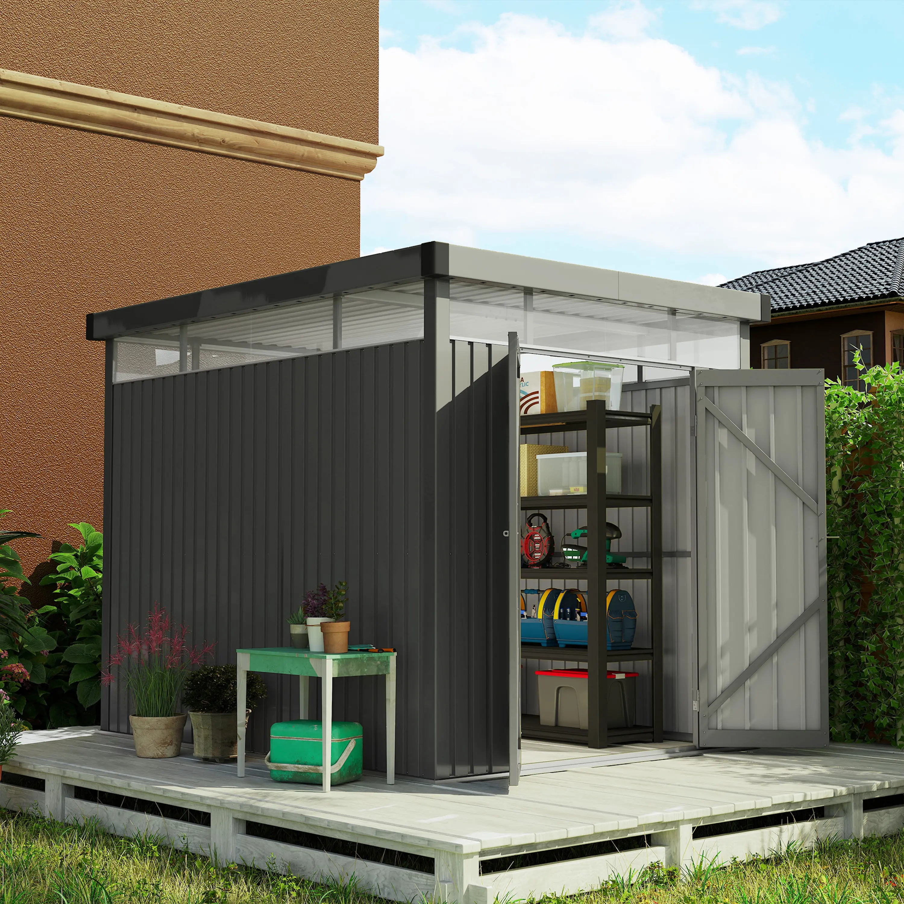 Сарай-хозблок Outsunny 84H-193V01CG 162x259x201 (Dark Grey) - 4