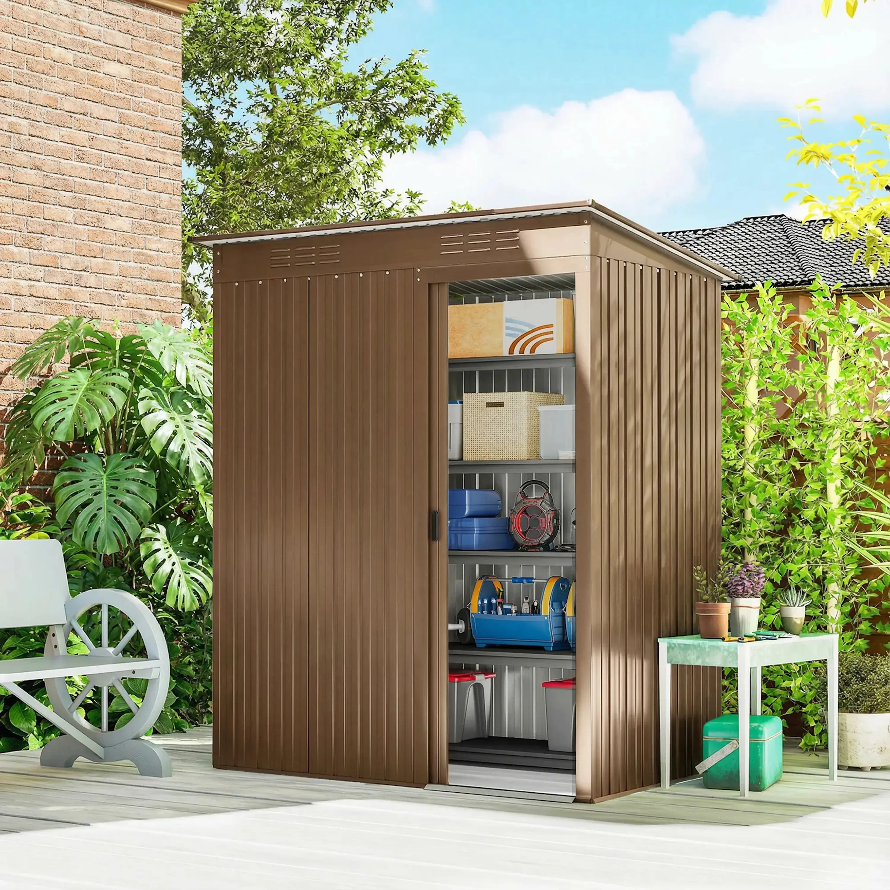 Сарай-хозблок Outsunny 84H-456V00BN 159x106x181 (Brown) - 5