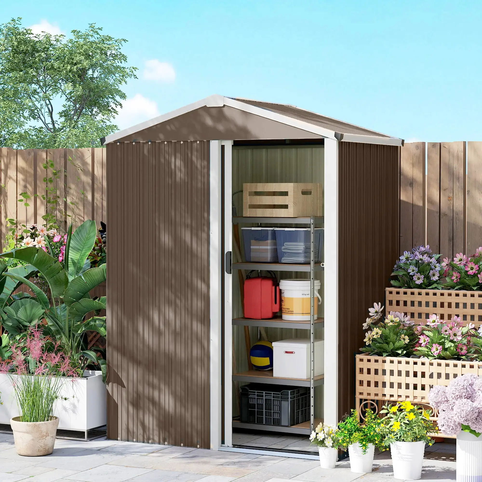 Casuta gradina Outsunny 84H-457V00BN (Brown) - 5