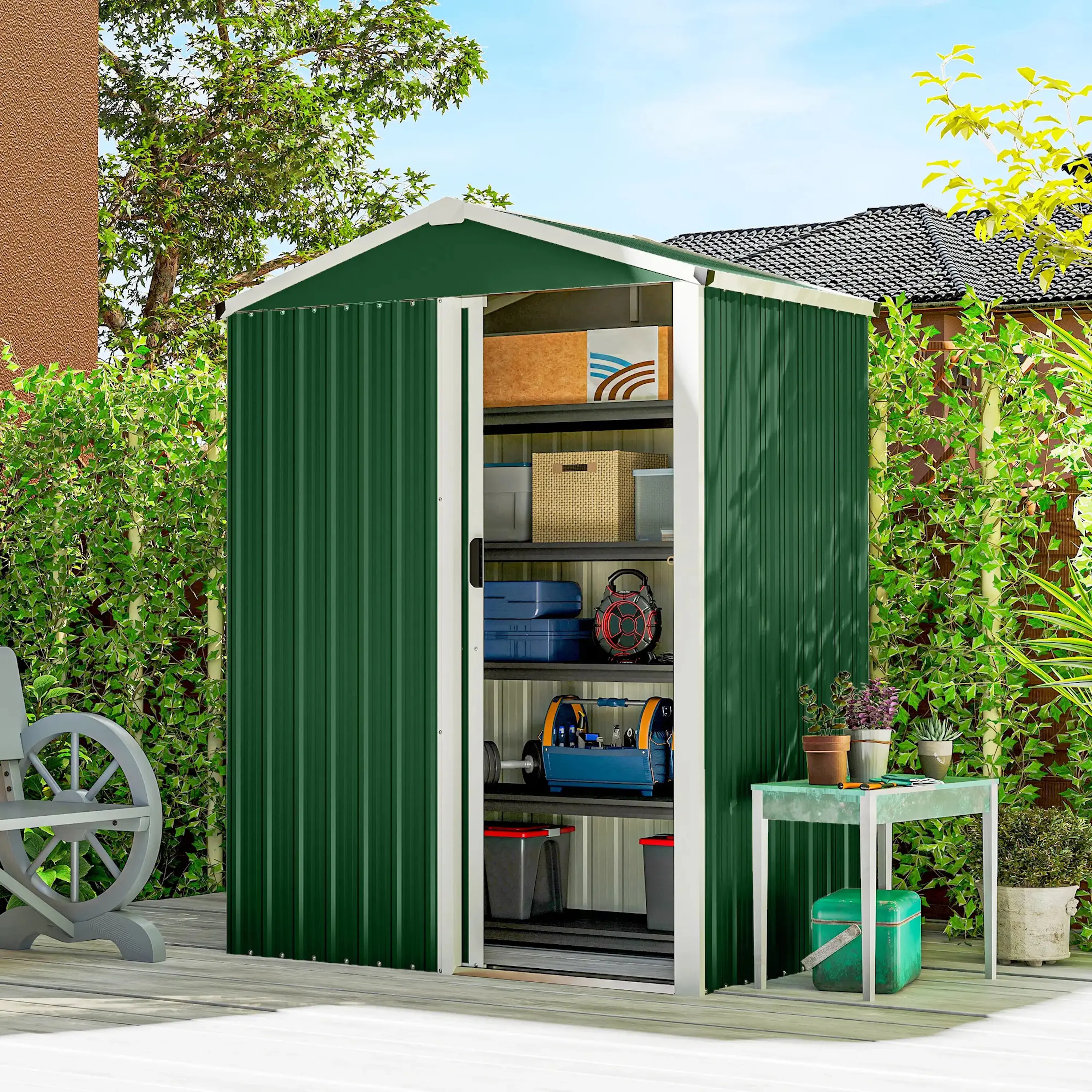 Сарай-хозблок Outsunny 84H-457V00GN 136x87x179 (Green) - 4