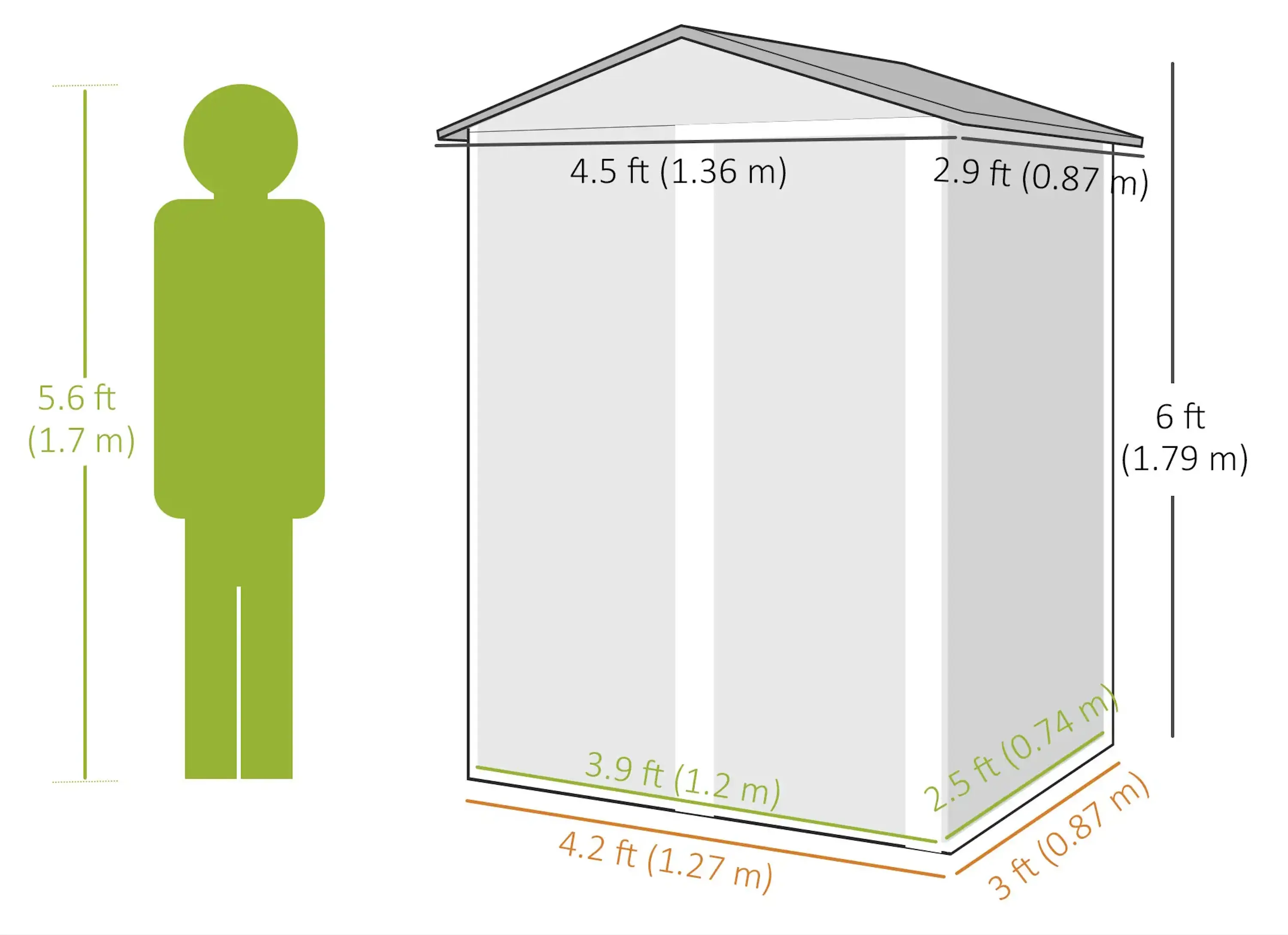 Сарай-хозблок Outsunny 84H-457V00GN 136x87x179 (Green) - 6