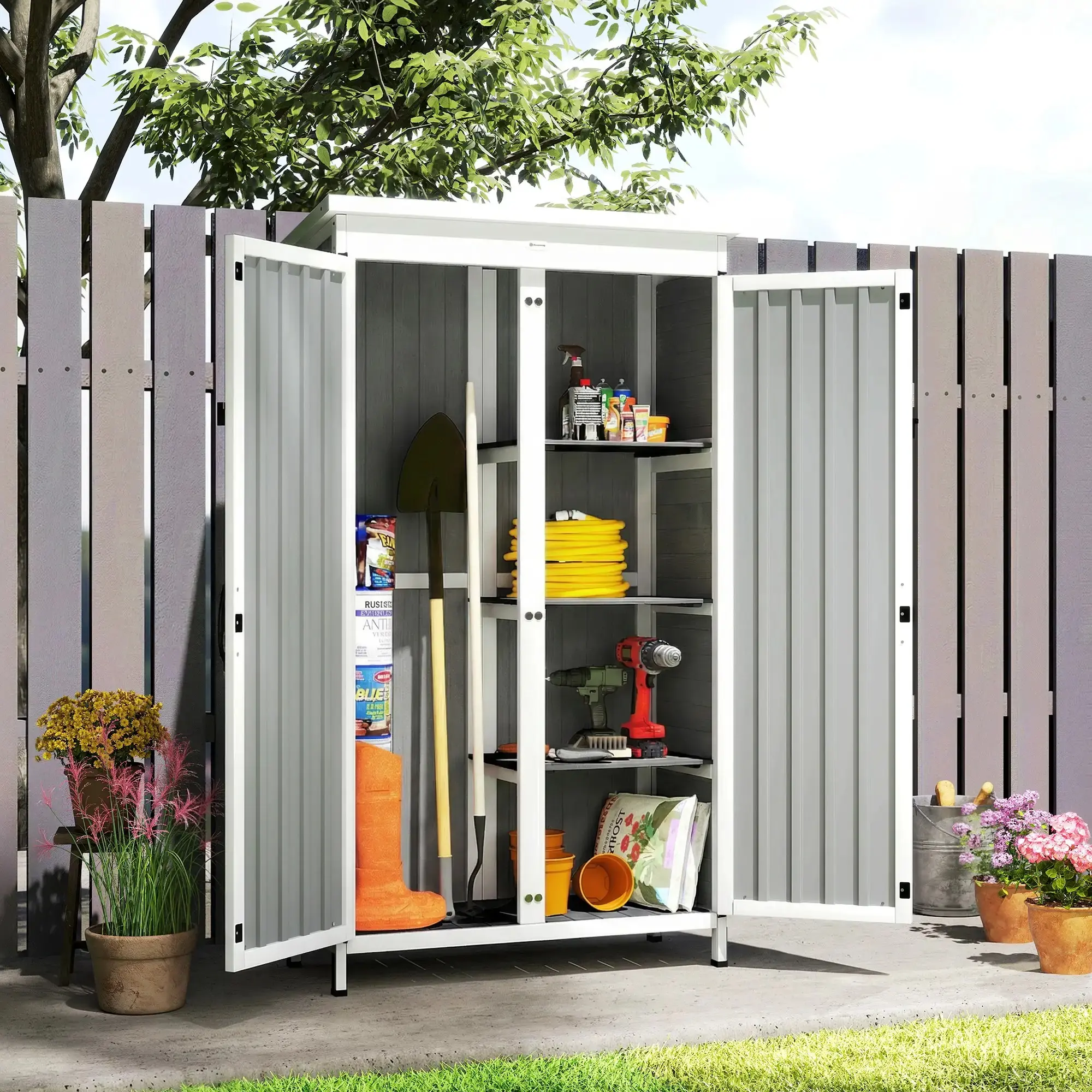 Сарай-хозблок Outsunny 84H-487V00BK 94x43x166 (Black/White) - 4