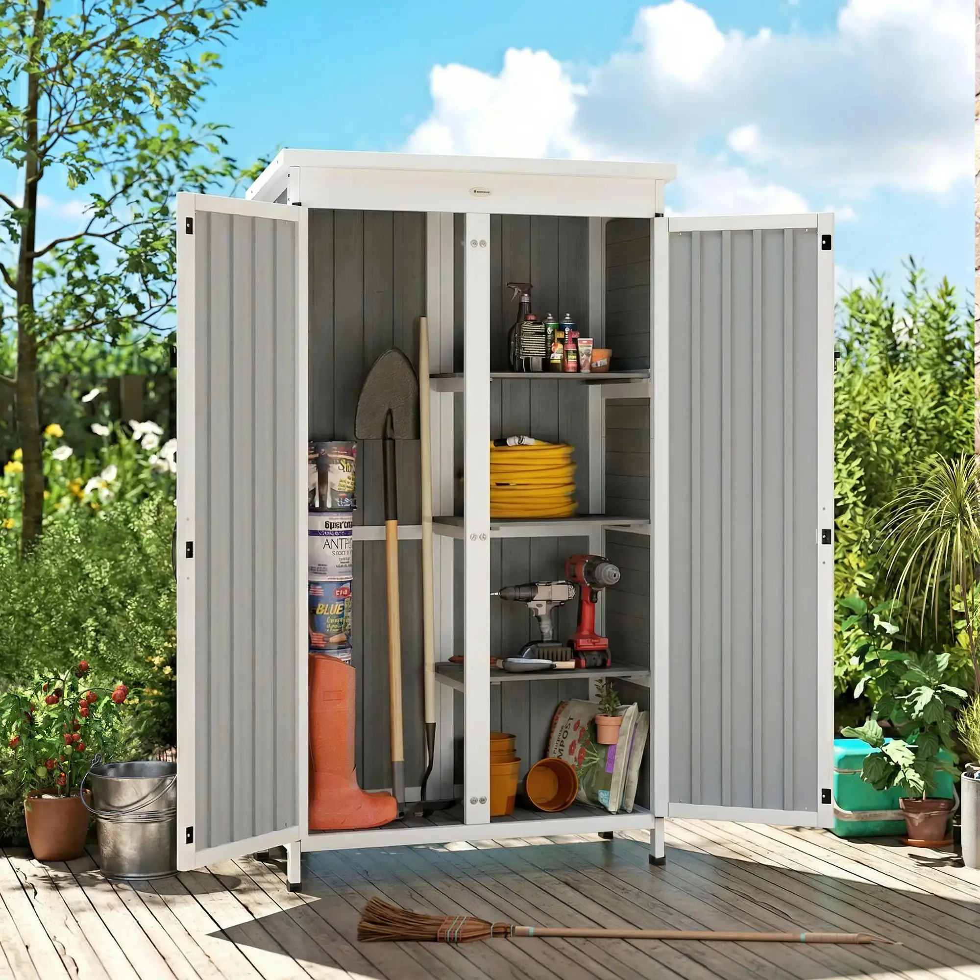 Сарай-хозблок Outsunny 84H-487V00BK 94x43x166 (Black/White) - 5