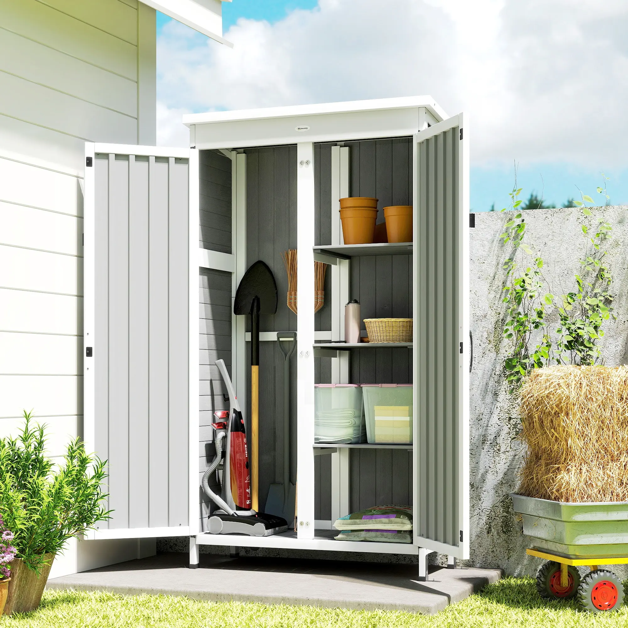 Сарай-хозблок Outsunny 84H-487V00BK 94x43x166 (Black/White) - 6