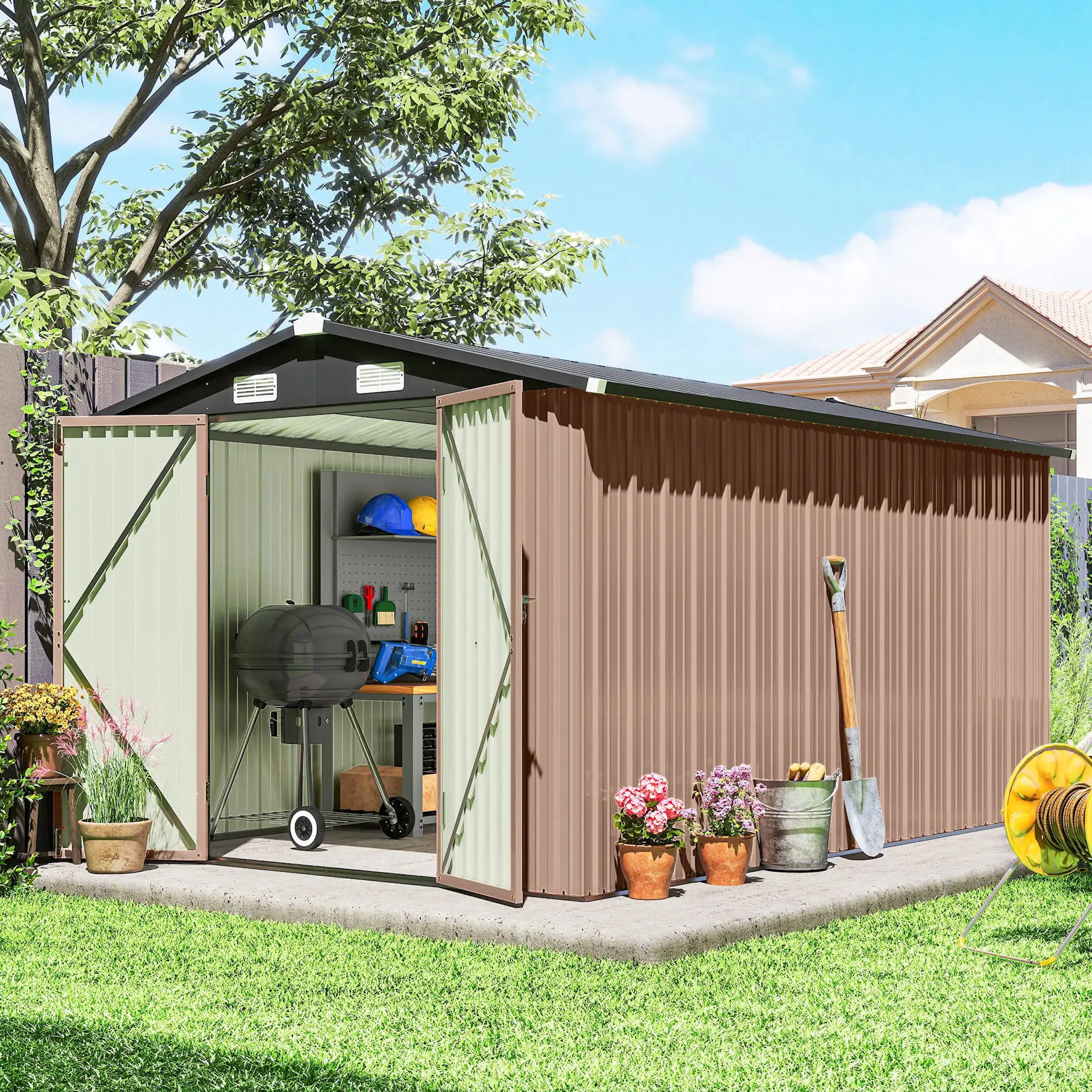 Сарай-хозблок Outsunny 84H-634V01BN 364x238 (Brown) - 5