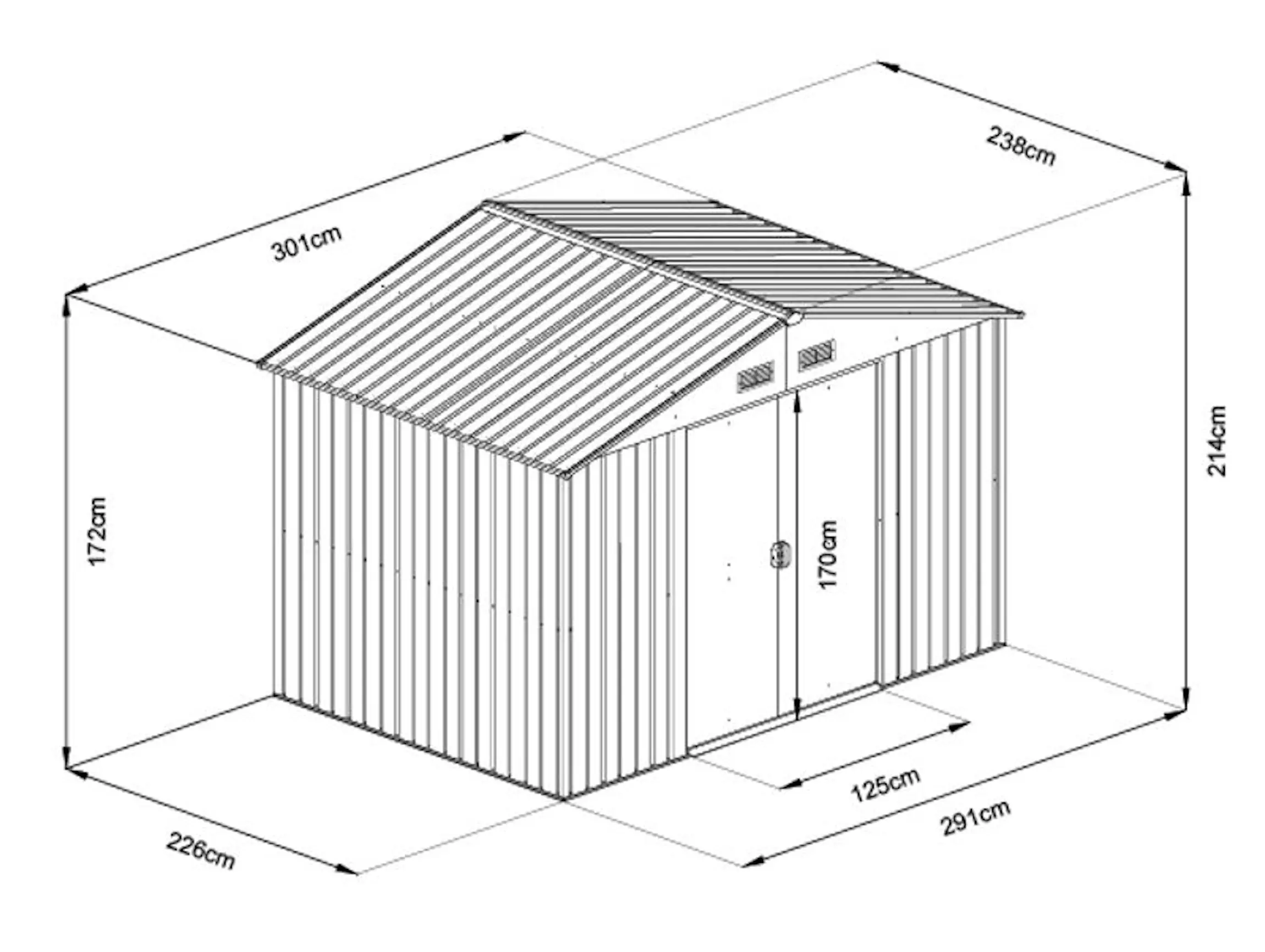 Сарай-хозблок Strend Pro 301x236x214 (Anthracite) - 3
