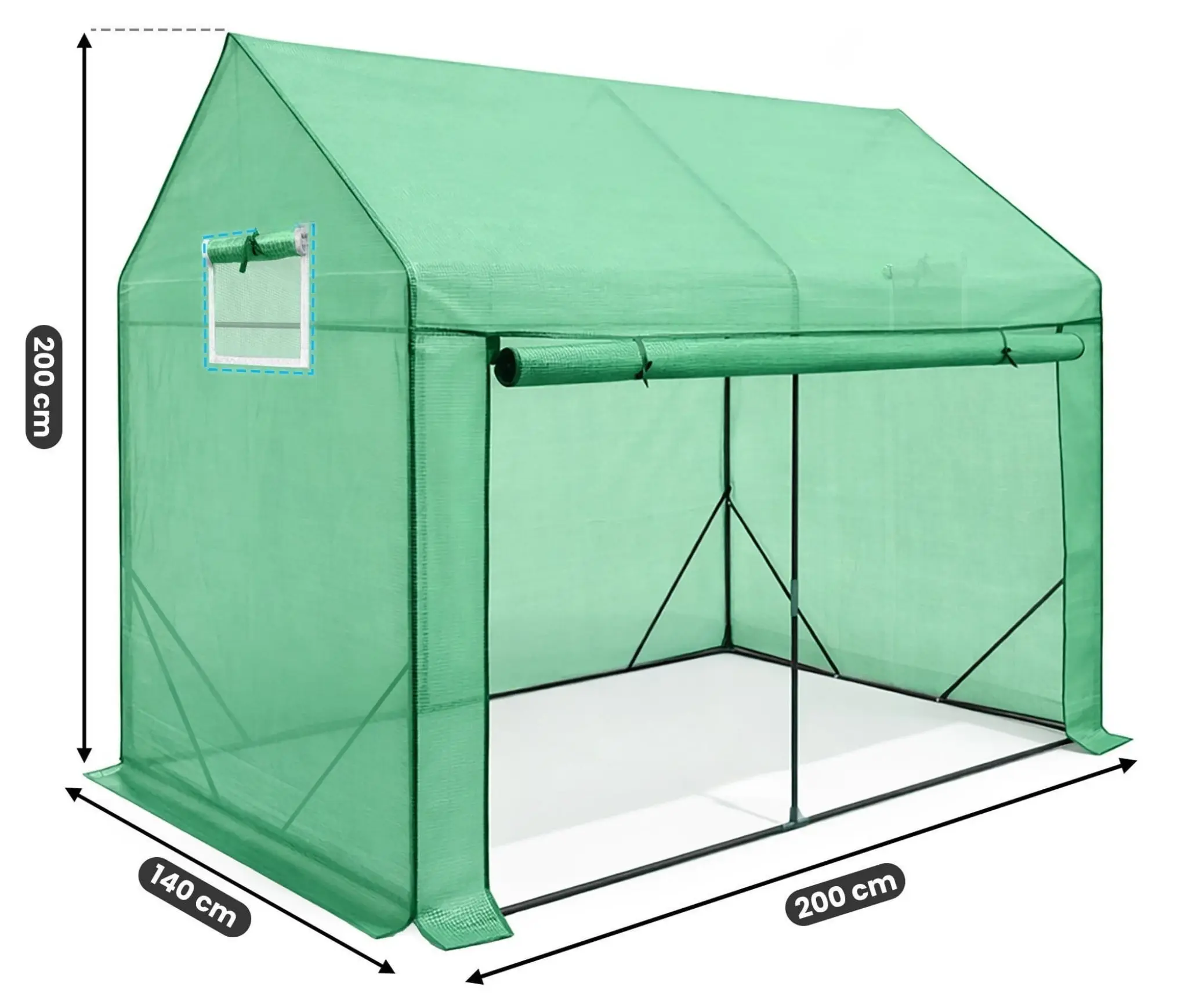 Садовая теплица Akord 200x140x200 cm (Green) - 6