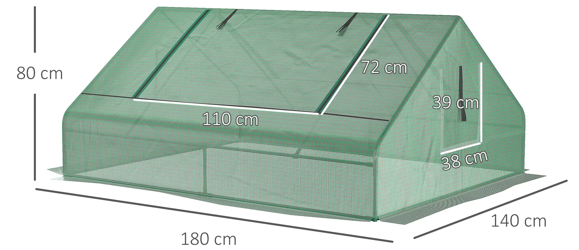 Парник Outsunny 845-153V00DG 180x140x80 (Green) - 3