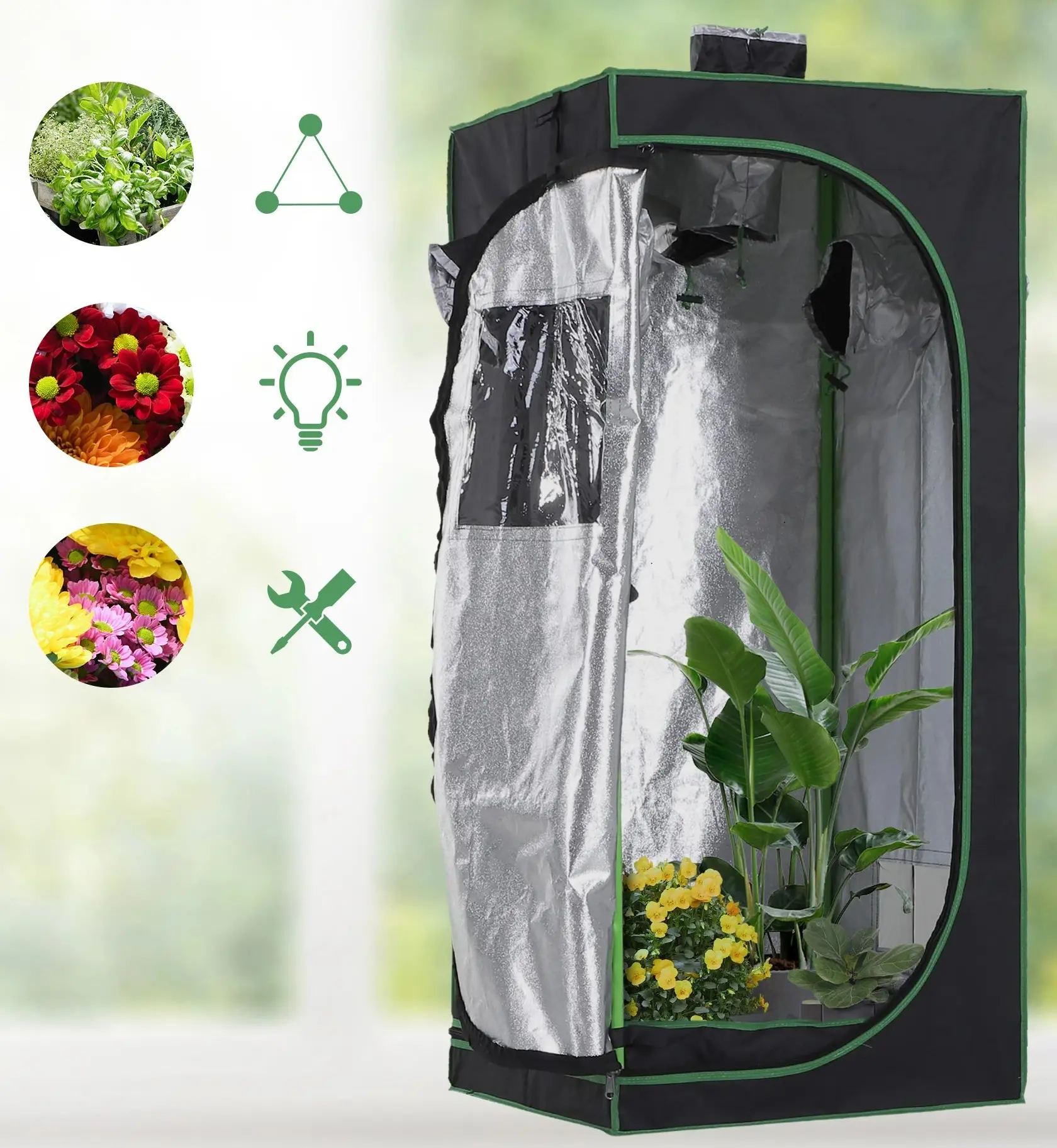 Мини-теплица Outsunny 845-262 60×60×140 (Black/Green) - 2