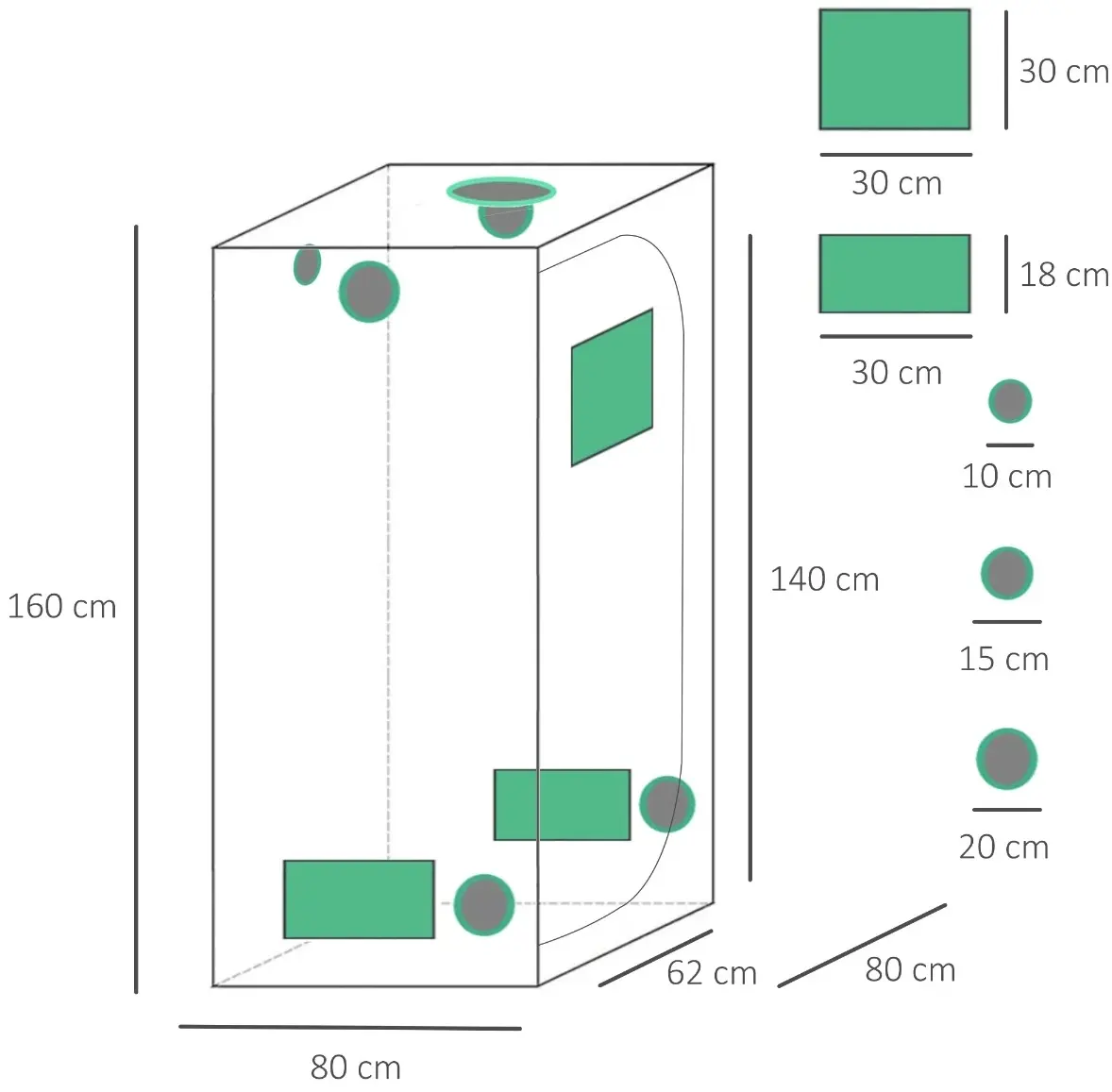 Sera de gradina Outsunny 845-262V01 80x80x160 cm (Black/Green) - 4