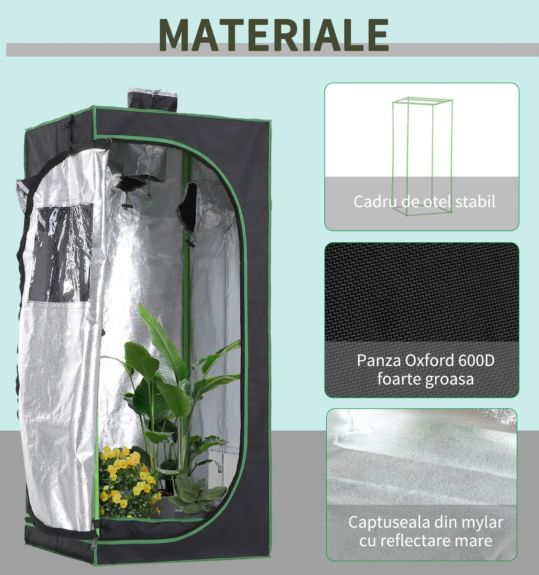 Mini-sera Outsunny 845-263 120x60x150cm (Black/Green) - 3