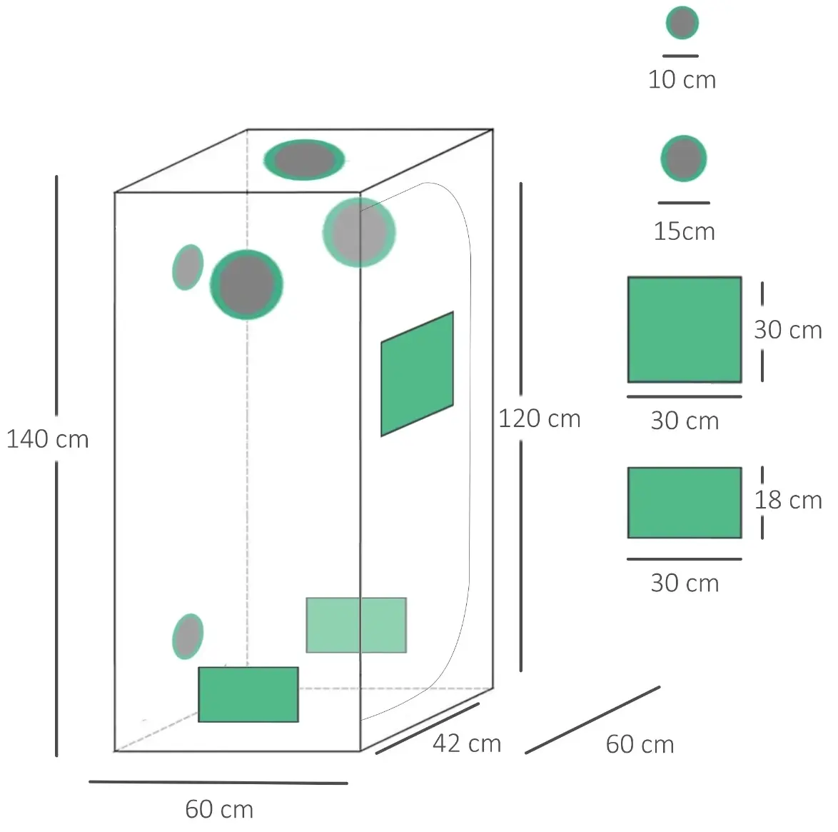 Mini-sera Outsunny 845-263 120x60x150cm (Black/Green) - 6