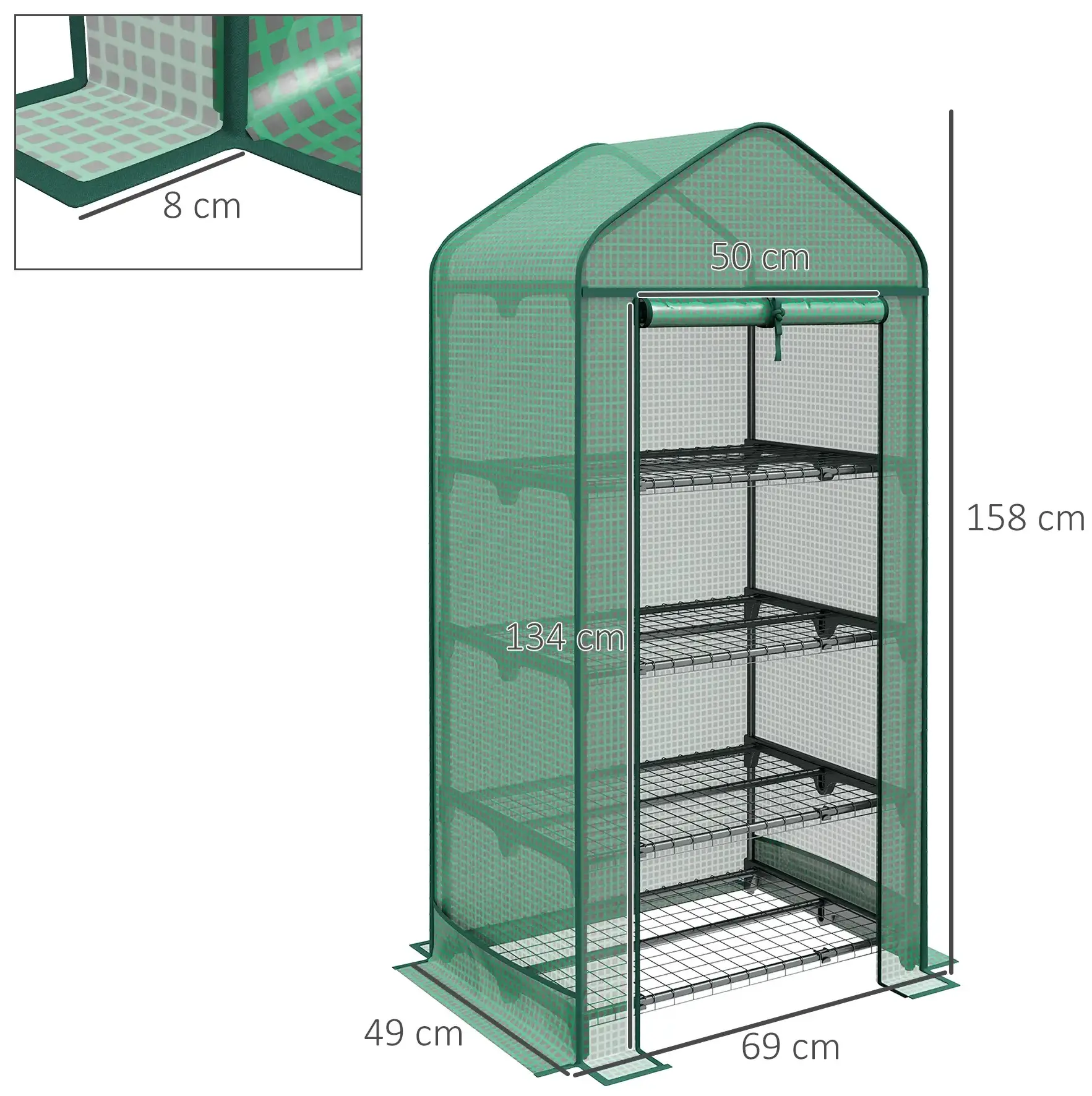 Mini-sera Outsunny 845-610V02DG 69x49x158 (Green) - 3
