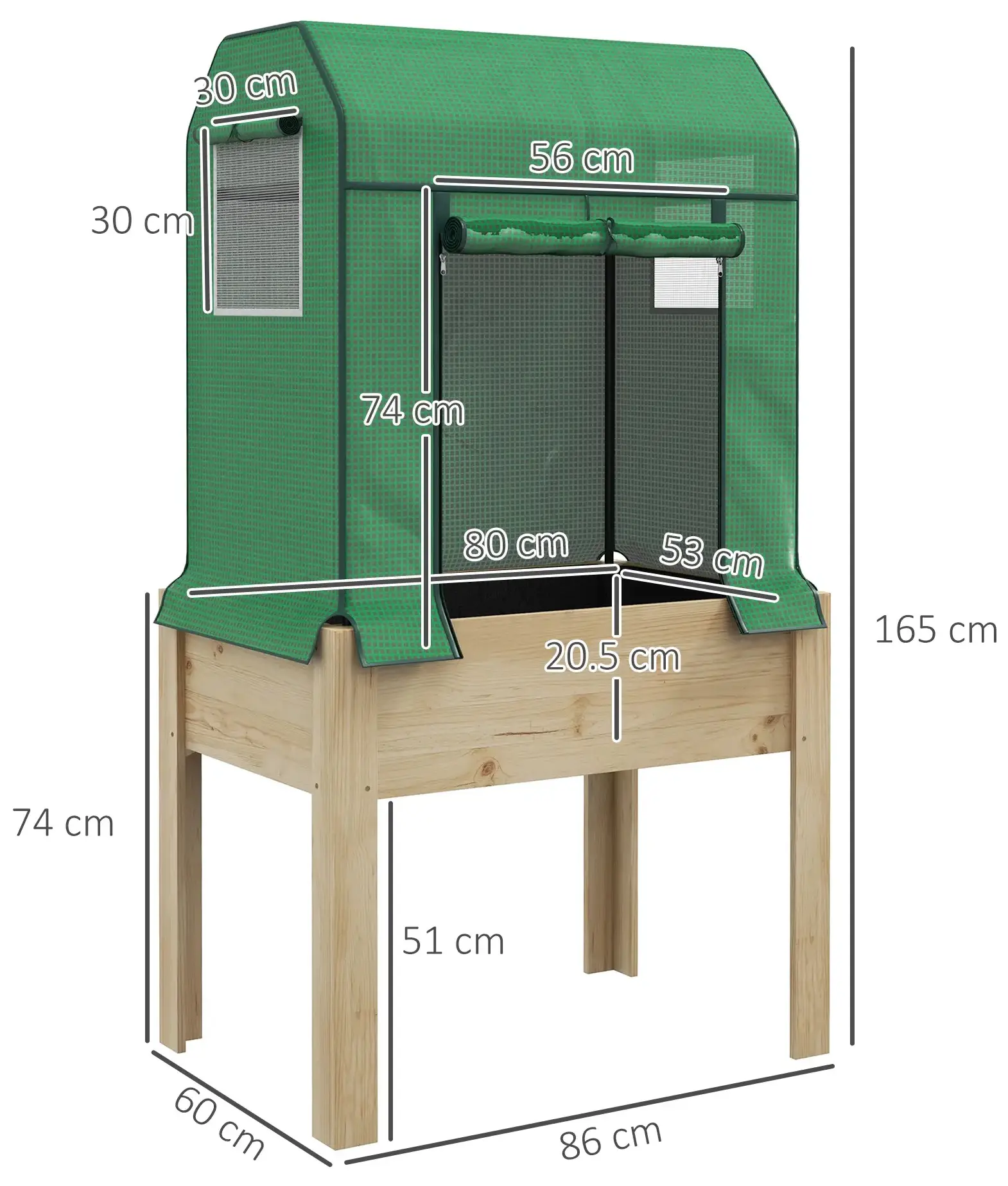 Mini-sera Outsunny 84H-022V00GN 60x86x165 (Green/Natural) - 6