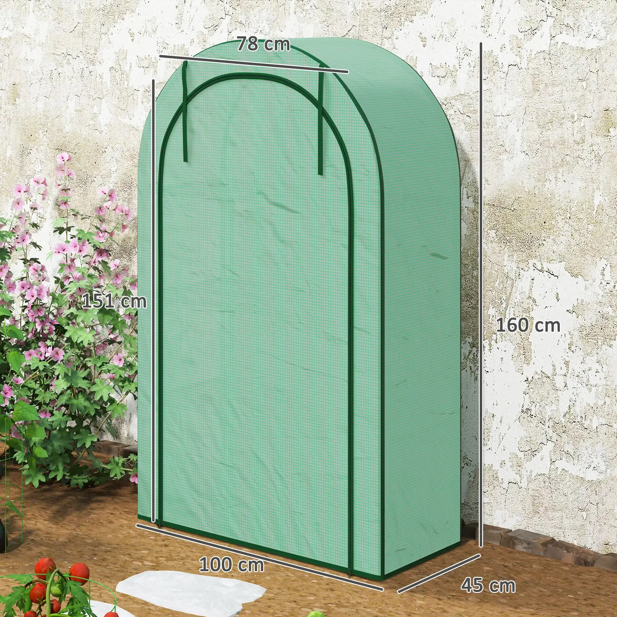 Mini-sera Outsunny 84H-222V00GN 100x45x160 (Green) - 4