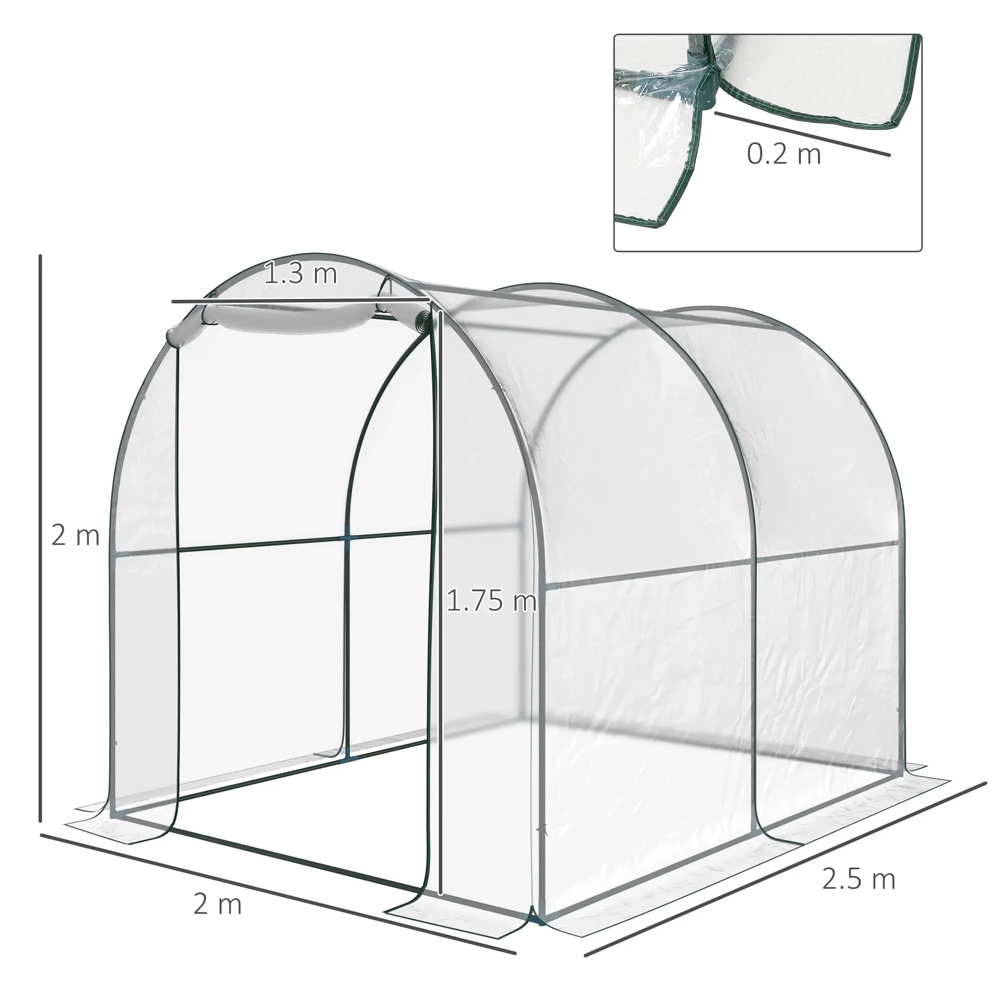 Садовая теплица Outsunny 01-0467 2.5x2x2 (Transparent) - 2