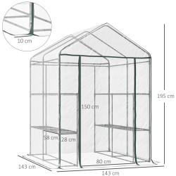Sera de gradina Outsunny 01-0472 143x143x195 (Transparent) Thumb