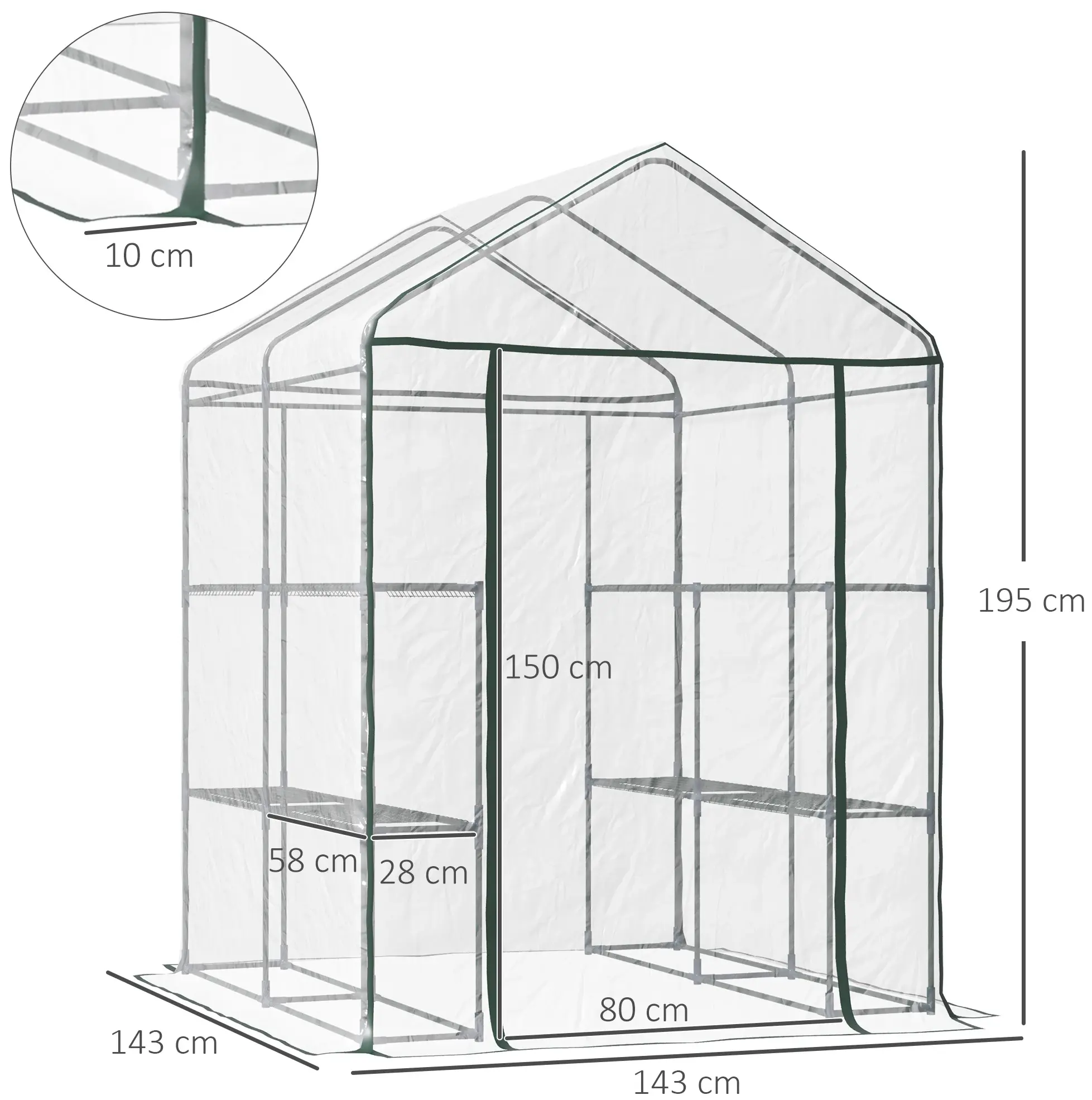 Sera de gradina Outsunny 01-0472 143x143x195 (Transparent) - 2