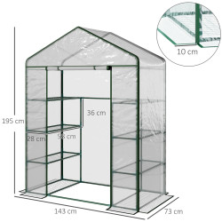 Sera de gradina Outsunny 01-0482 143x73x195 (Transparent) Thumb