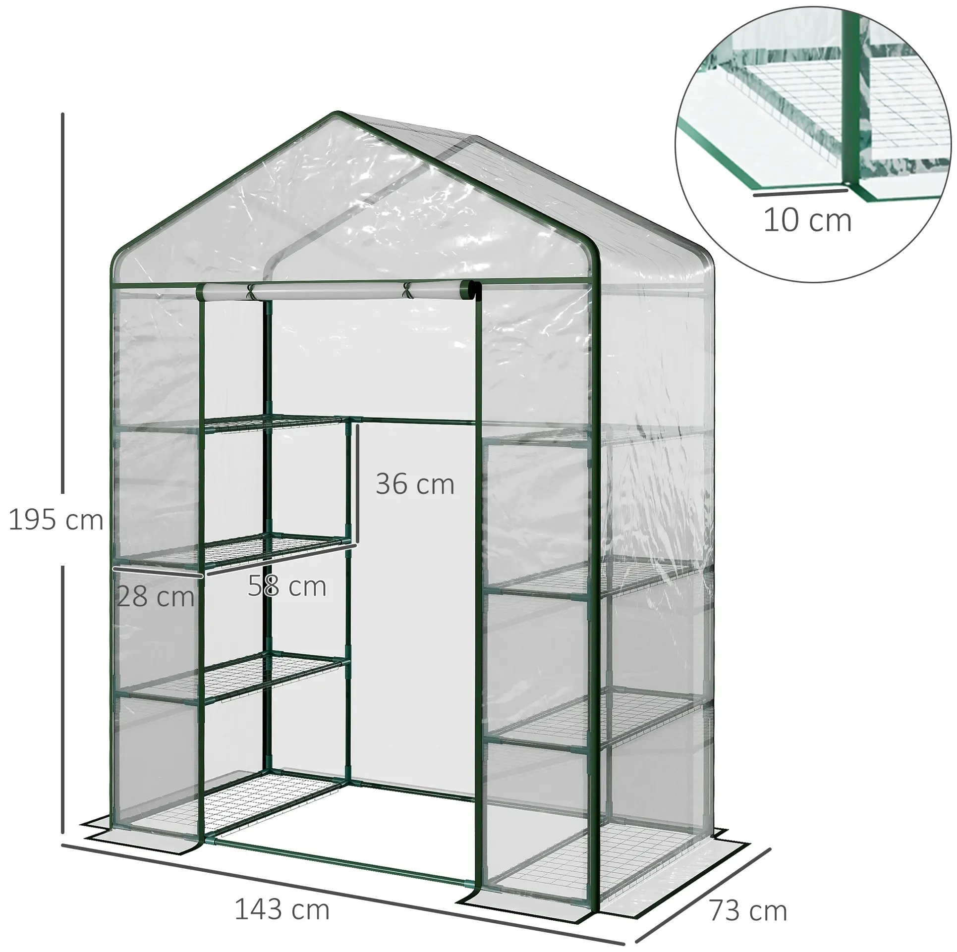 Sera de gradina Outsunny 01-0482 143x73x195 (Transparent) - 2
