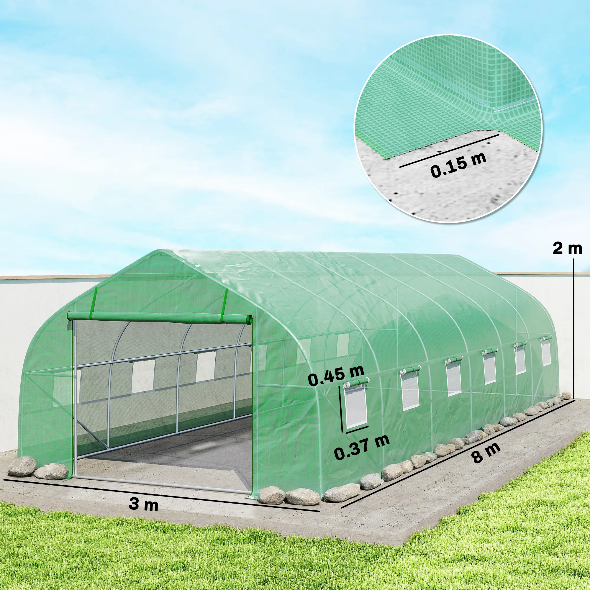 Садовая теплица Outsunny 845-019V01 3x8x2 (Green)