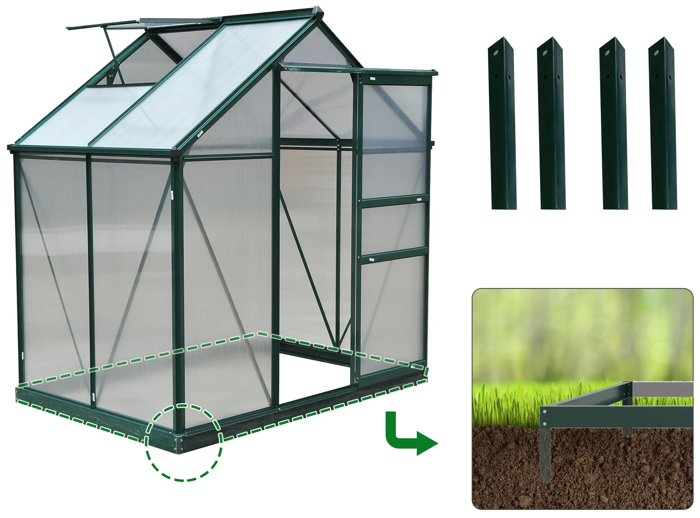 Sera de gradina Outsunny 845-057 132x190x201 (Green/Transparent)