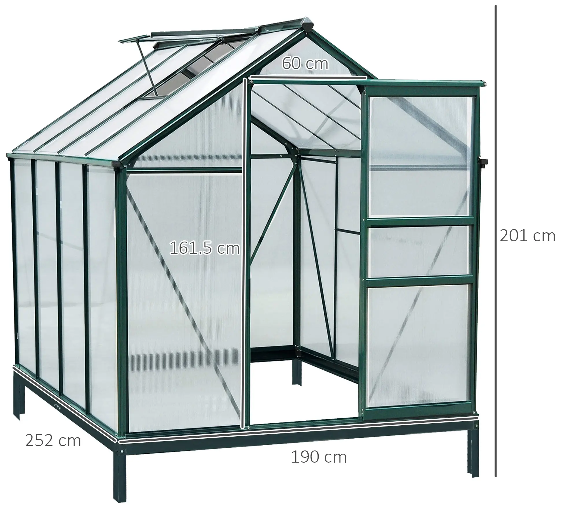 Садовая теплица Outsunny 845-059 190x252x201 (Green/Transparent) - 3