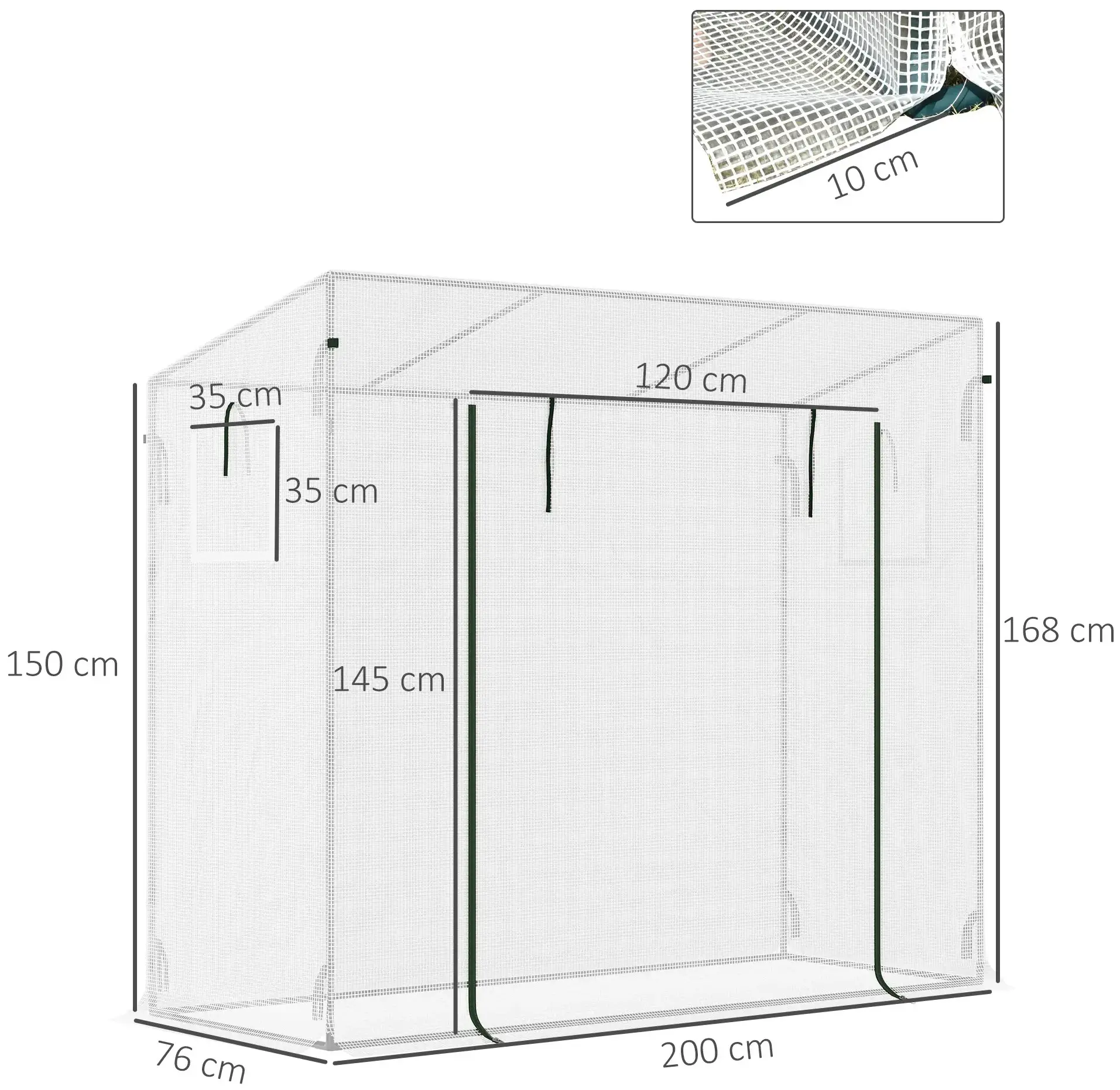 Sera de gradina Outsunny 845-144V01WT 200x76x168 (White) - 5