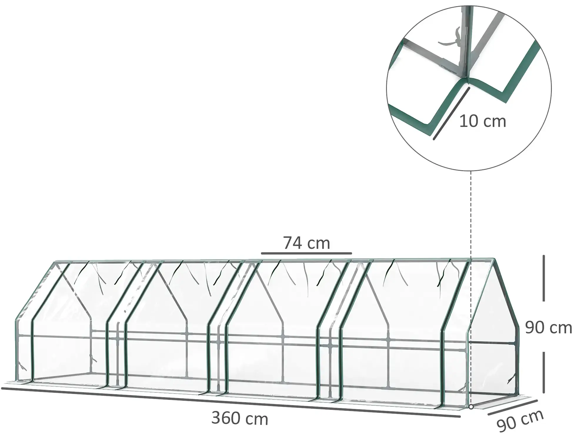 Mini-sera Outsunny 845-204V05CR 3.6x9x9 (Transparent) - 3
