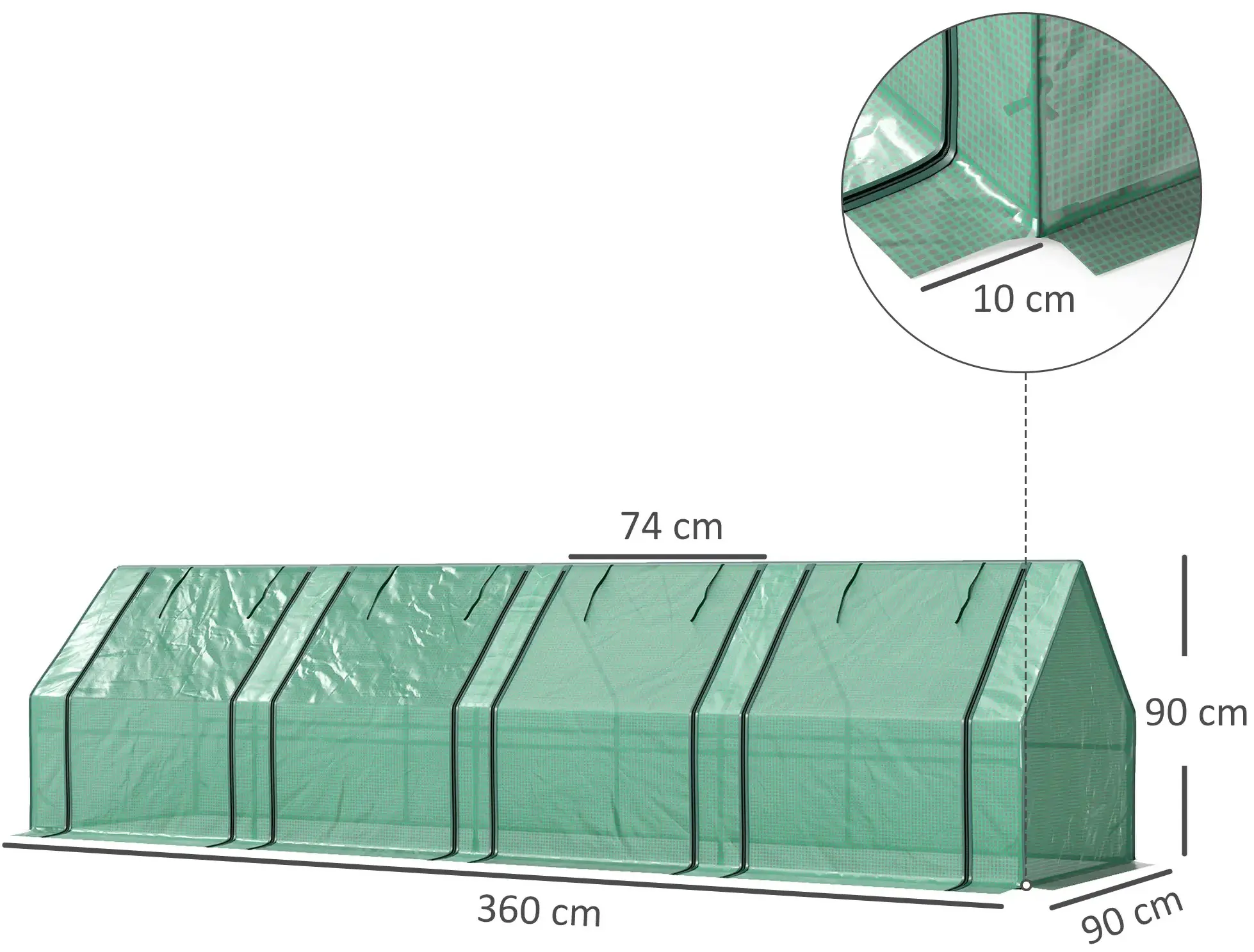 Mini-sera Outsunny 845-204V06GN 360x90x90 (Green) - 3