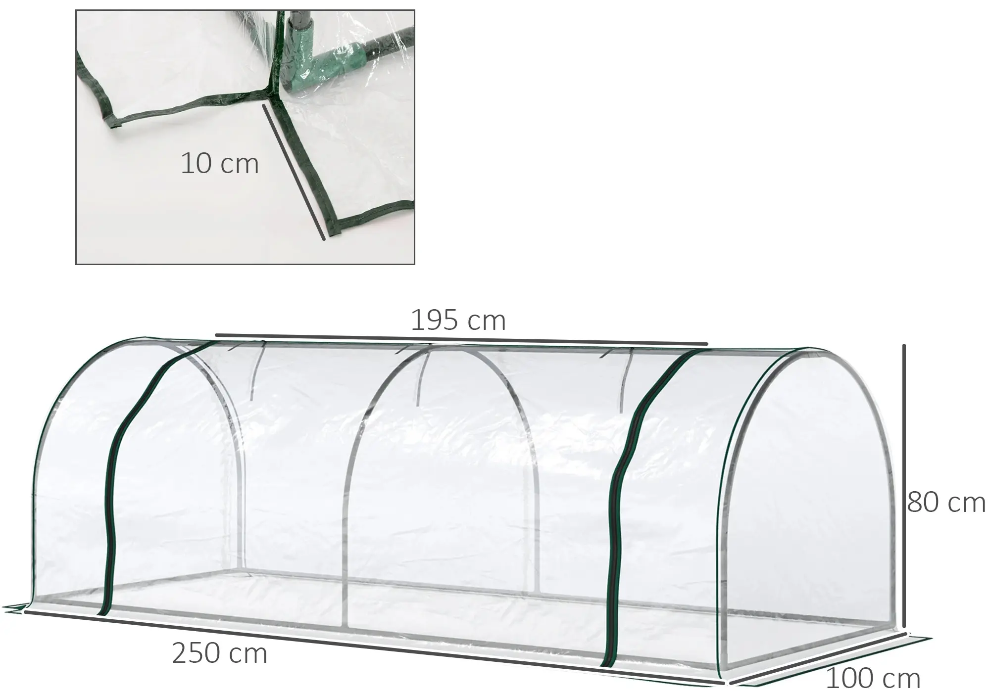Mini-sera Outsunny 845-305 250x100x80 (Transparent/Green) - 6
