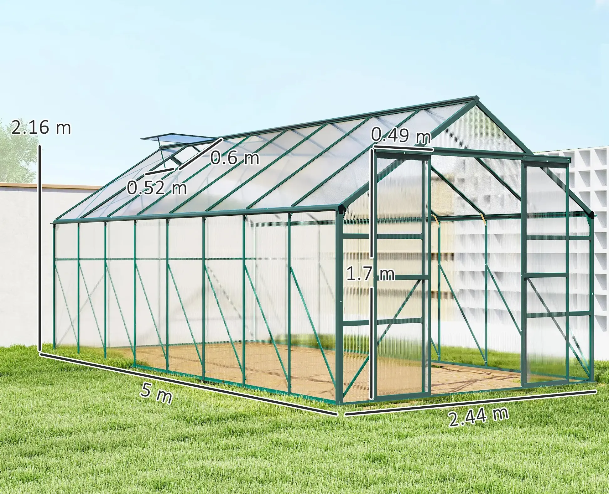 Sera de gradina Outsunny 845-533V01 (Transparent/Green) - 2