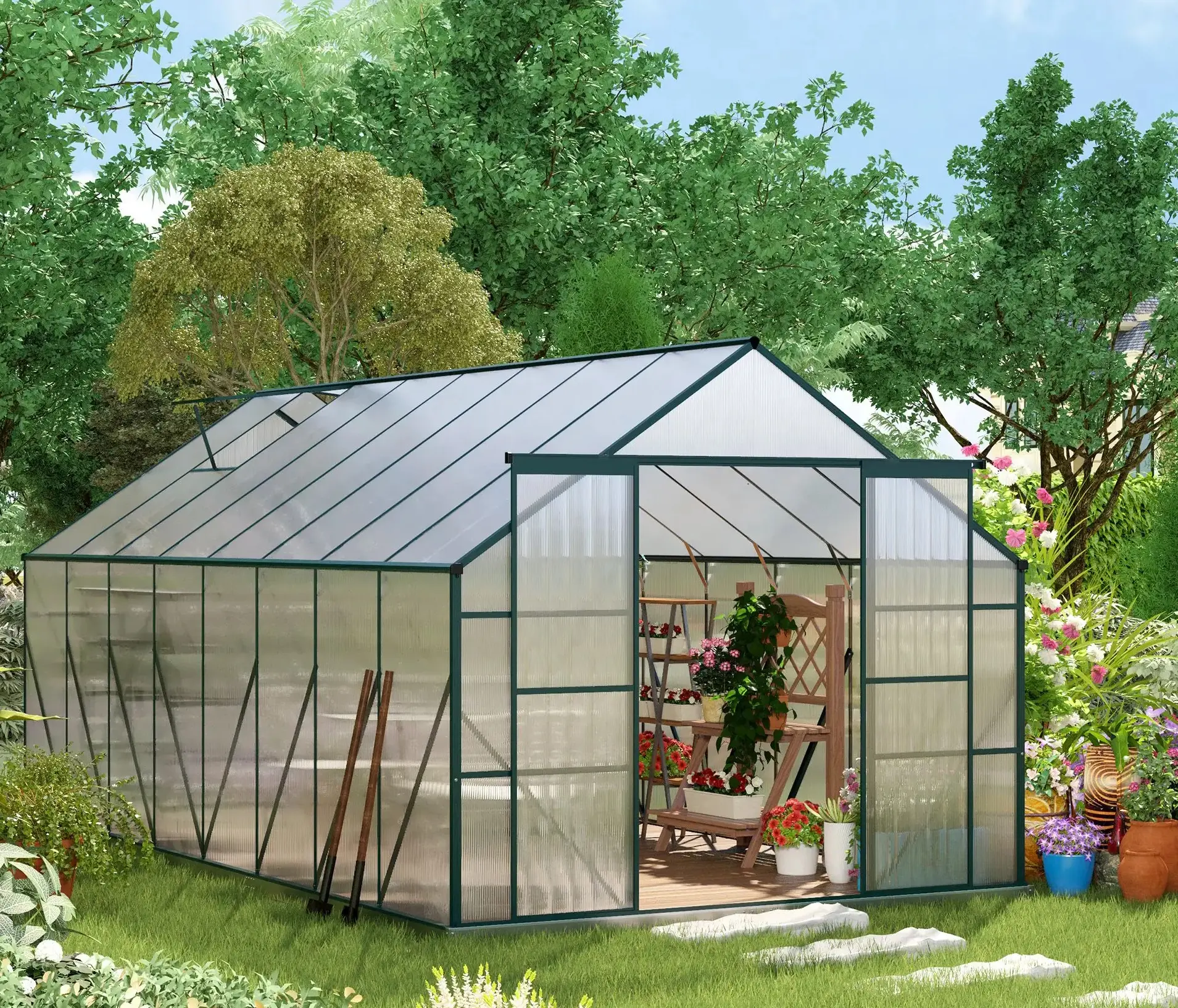 Sera de gradina Outsunny 845-533V01 (Transparent/Green) - 11