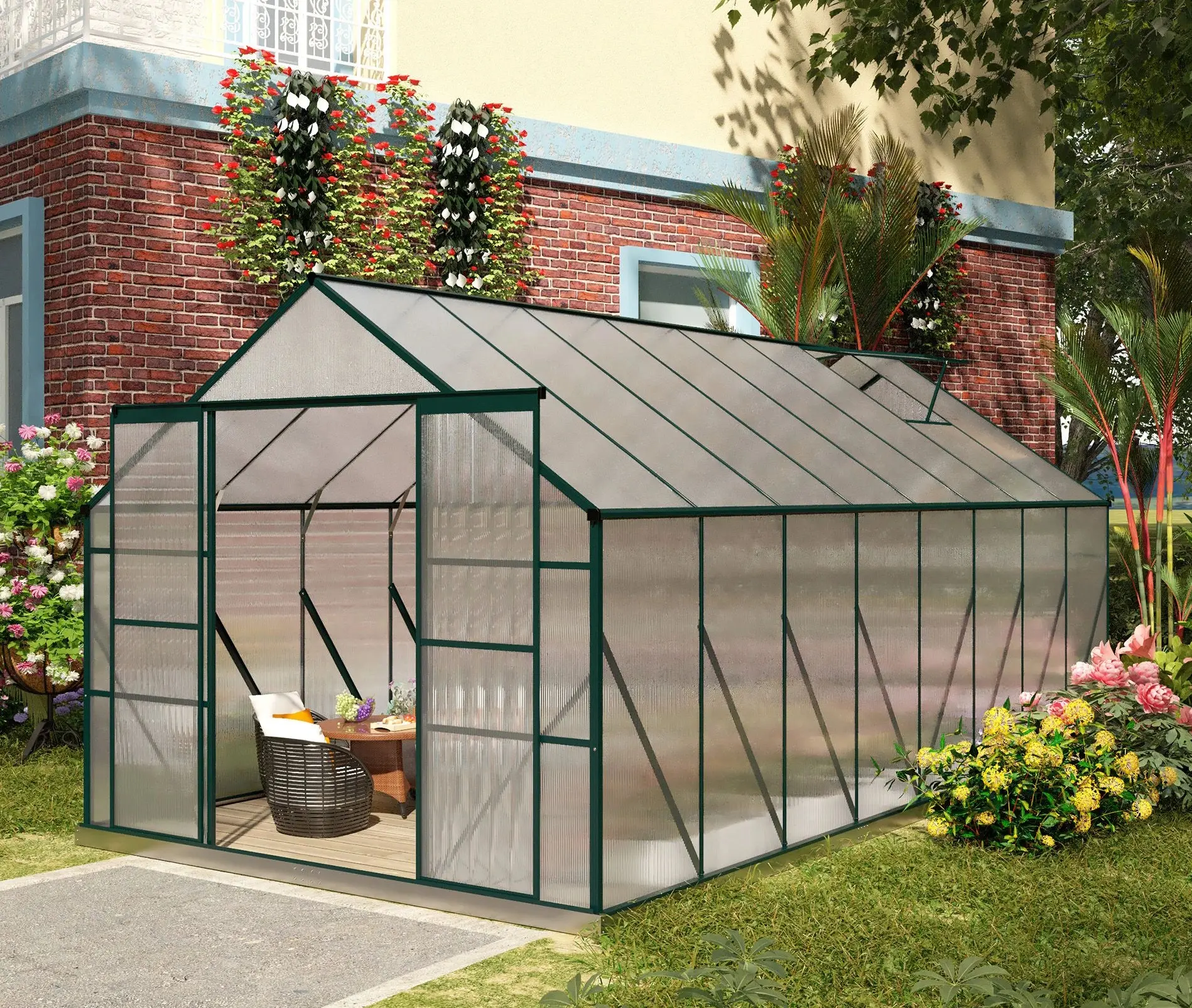 Sera de gradina Outsunny 845-533V01 (Transparent/Green) - 10
