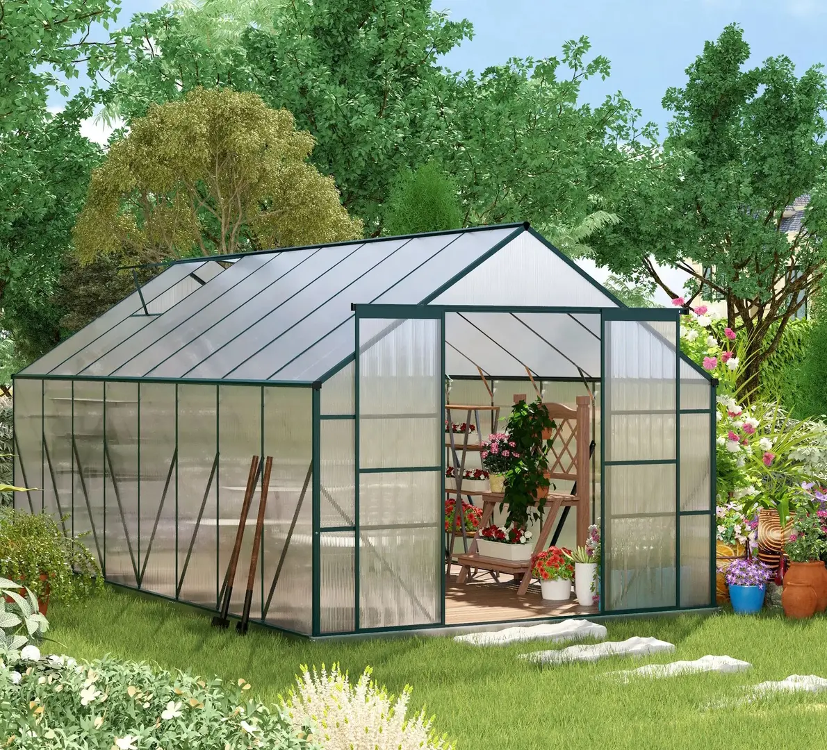 Sera de gradina Outsunny 845-533V01 (Transparent/Green)