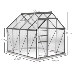 Садовая теплица Outsunny 845-540V01CG 190x253x199 (Transparent/Grey) Thumb